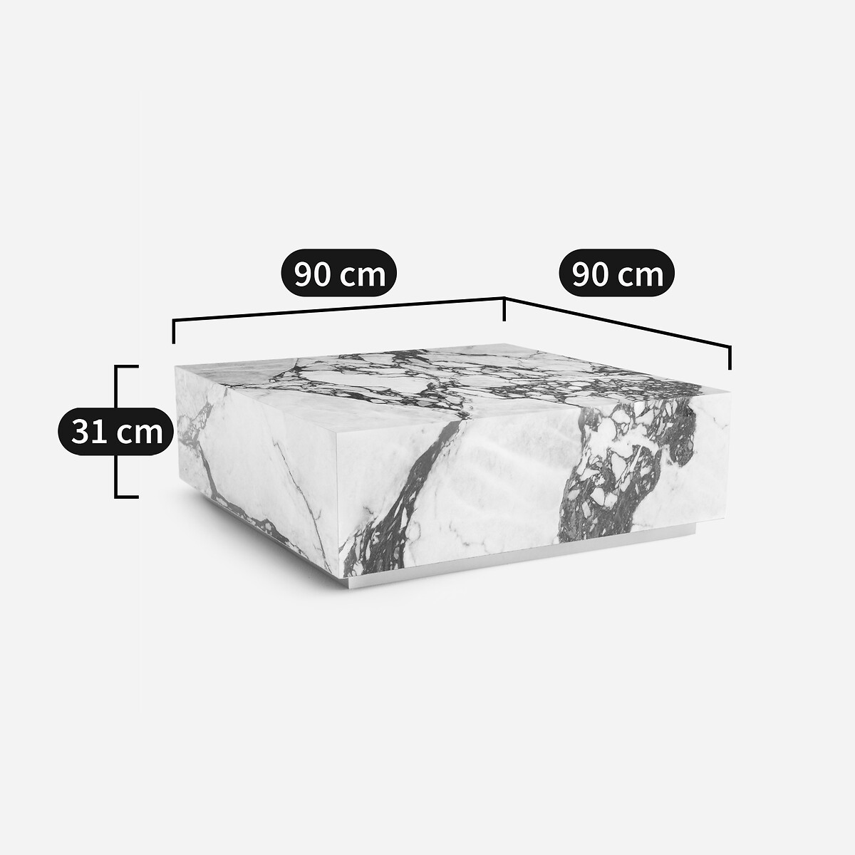 Mesa de centro quadrada, cerâmica, Alcana céramique marbre brique, AM.PM