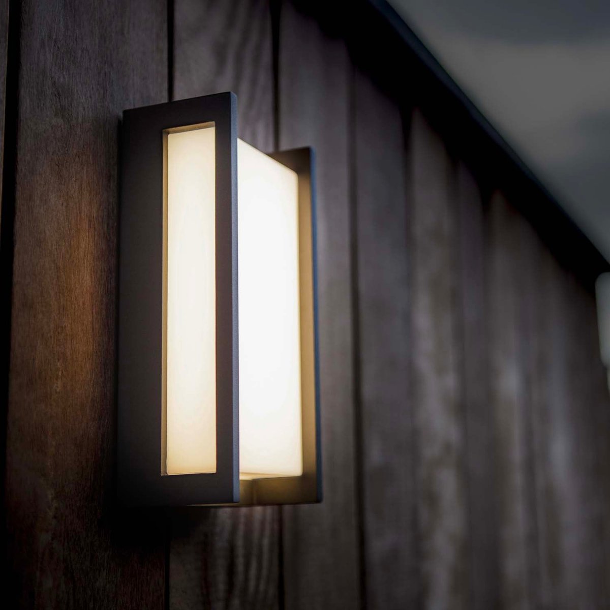 Applique murale d'extérieur sur secteur QUBO GREY aluminium LED blanc chaud H22cm dark grey, LUMISKY