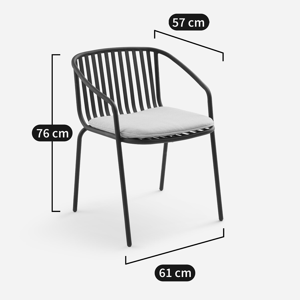 Fauteuil de table de jardin en métal acier, CIARA vert anglais, AM.PM