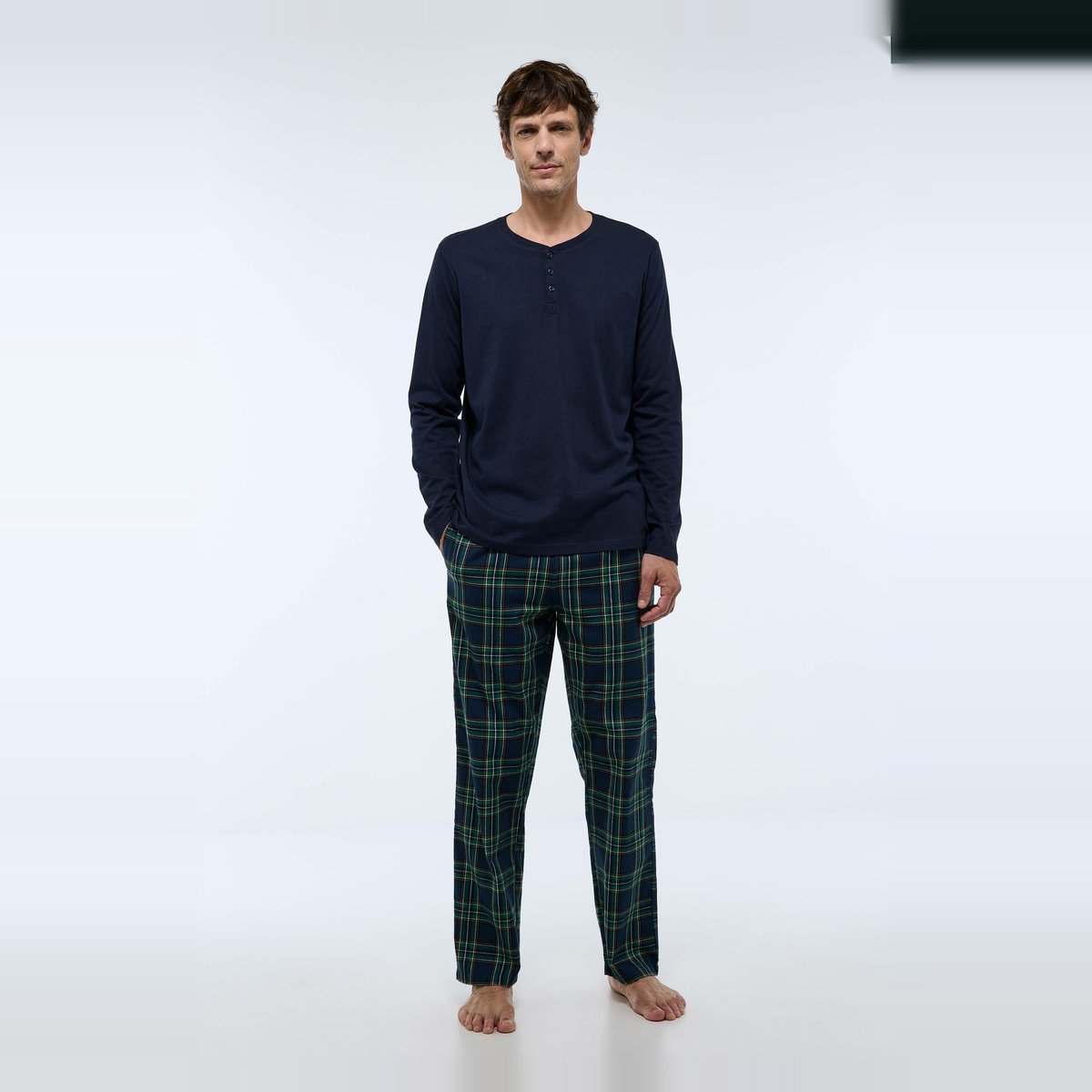 Pyjama manches longues en jersey et pantalon en flanelle en coton BIO GOTS. cedre, MONOPRIX