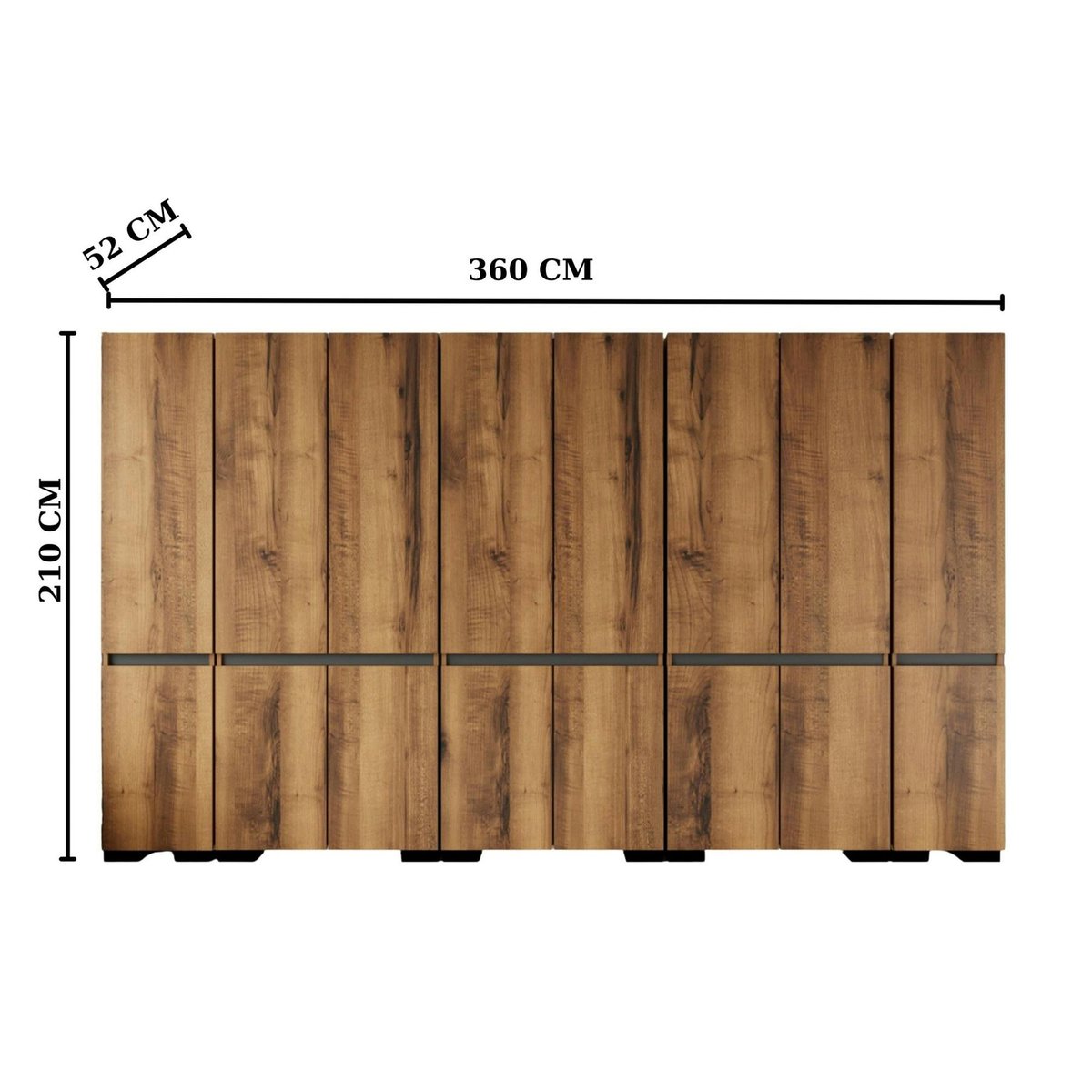Dressing 16 portes décor noyer et anthracite 360 cm BYRON noyer, PIER IMPORT