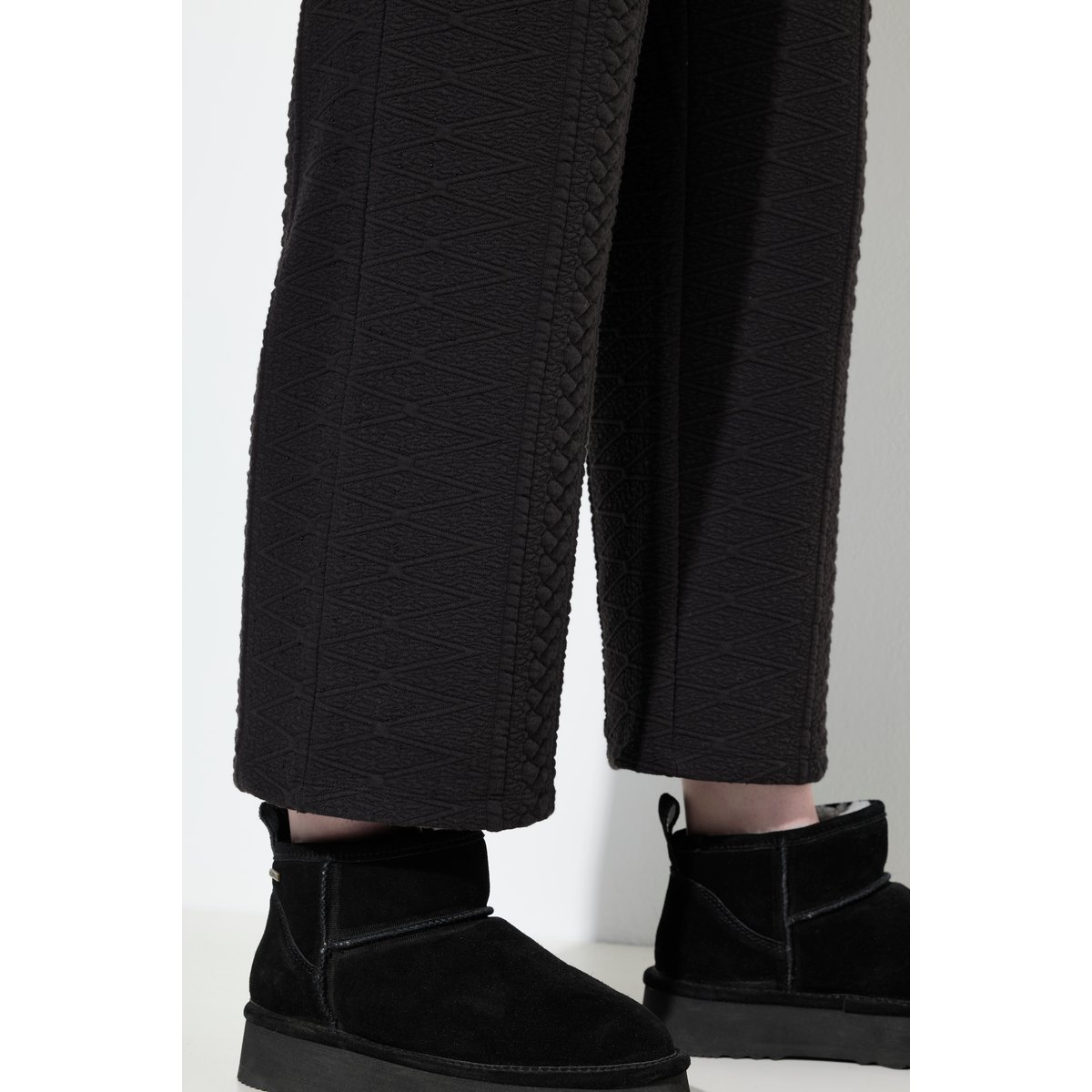 Jupe-culotte en molleton jacquard à jambe noir, ULLA POPKEN