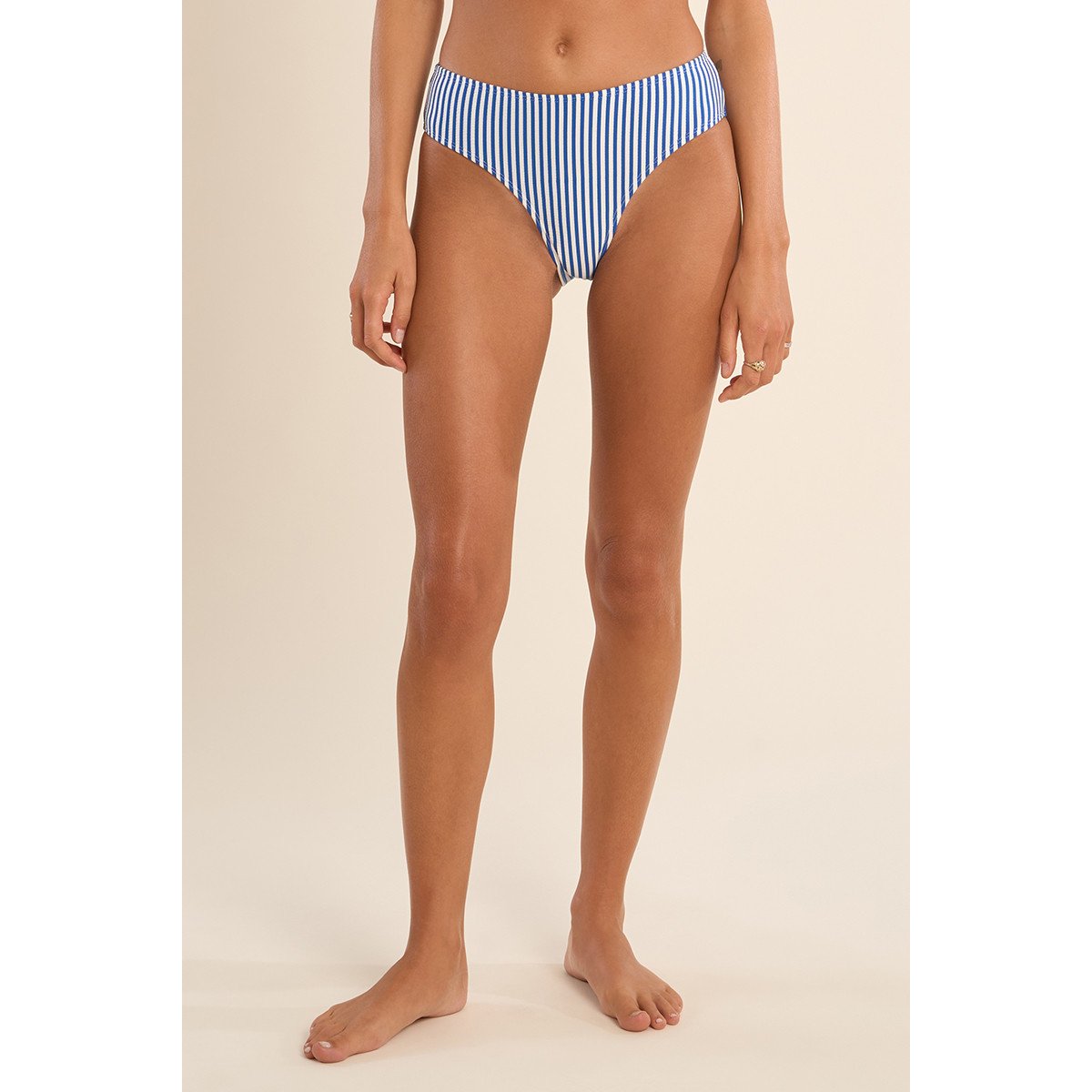 -Bas de maillot de bain taille haute, rayé bleu, MOLLY BRACKEN