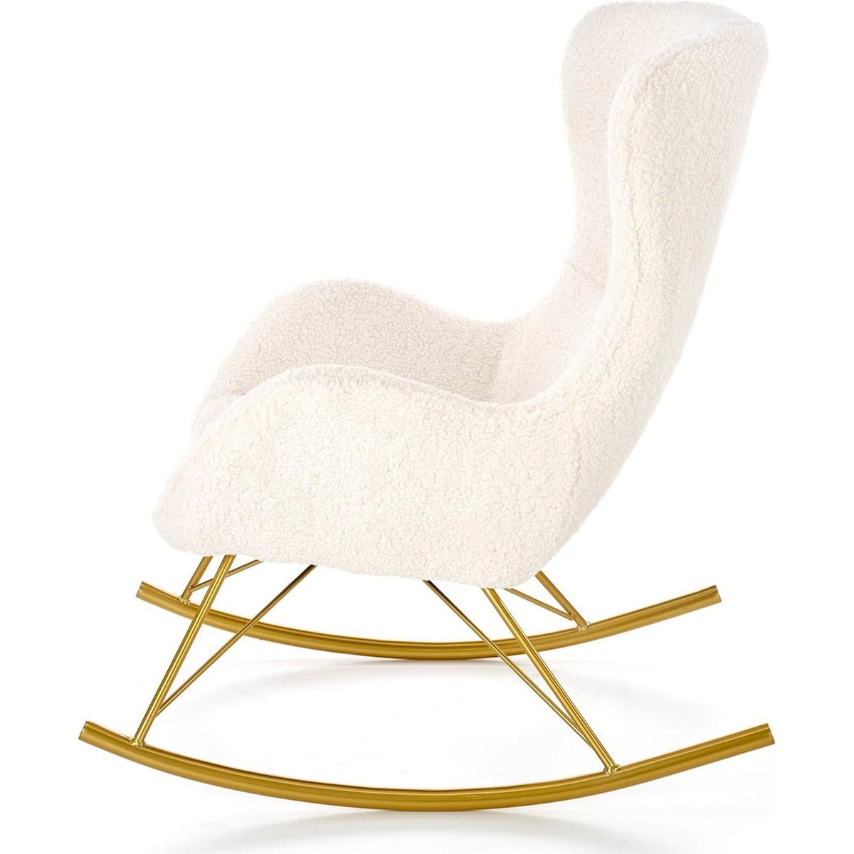 Fauteuil à bascule bouclé collection FORTILLER beige et doré, RECOLLECTION
