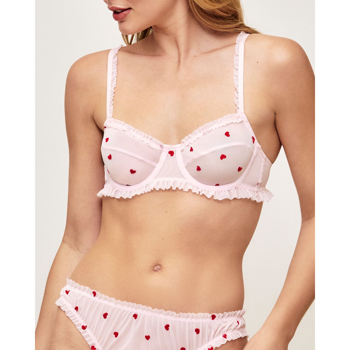 Soutien-gorge corbeille en tulle motifs cœurs HEARTCRUSHIZ rose, UNDIZ