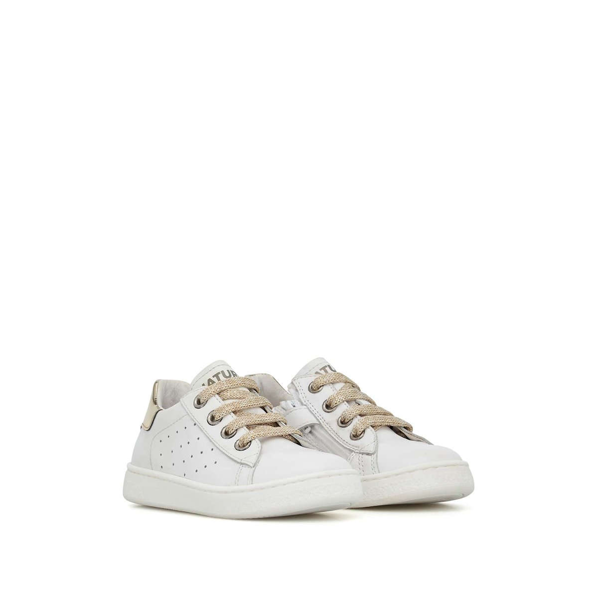Baskets en cuir HASSELT 2 ZIP. blanc-platine, NATURINO