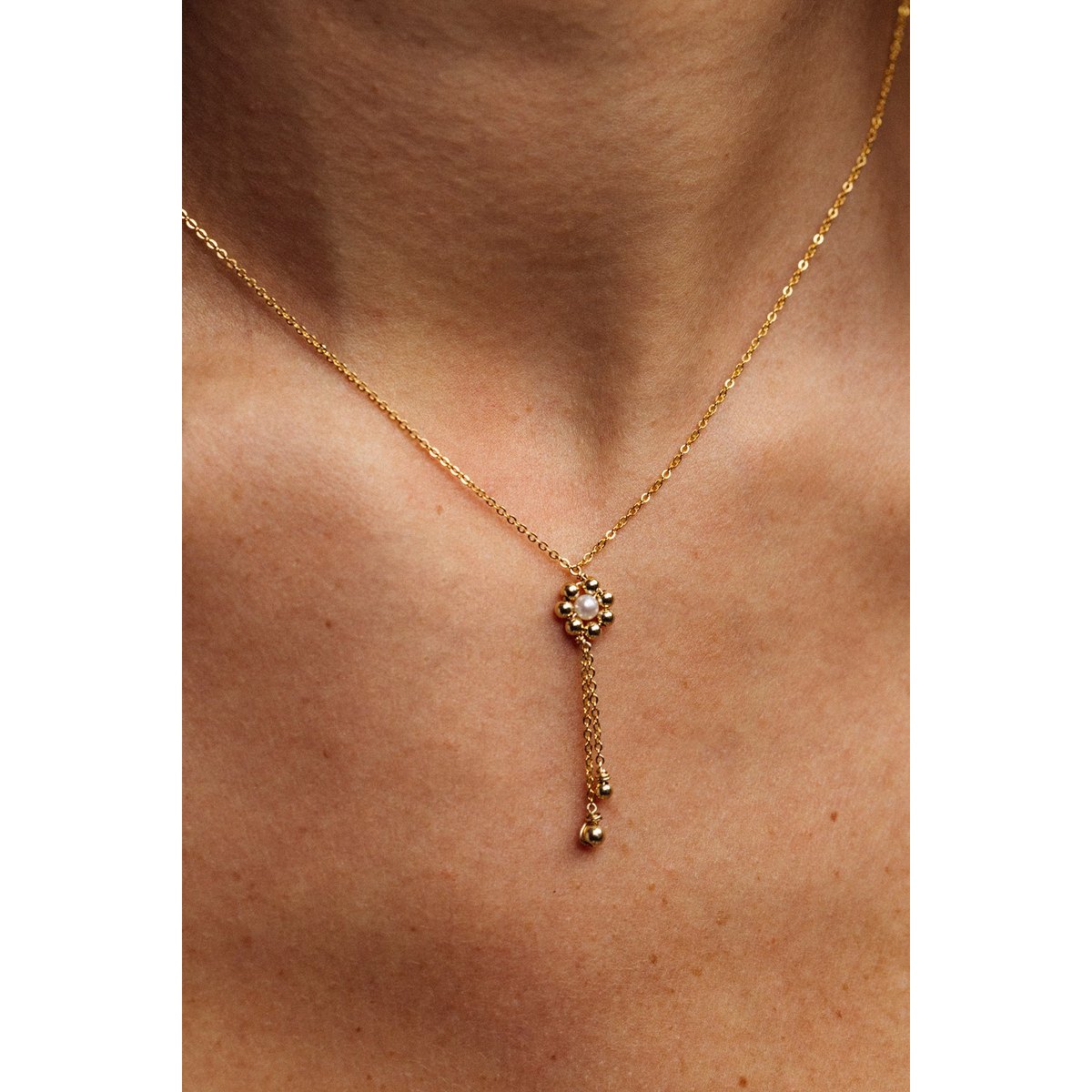 Collier cravate Daisy - Perle de culture or laminé, YAY PARIS