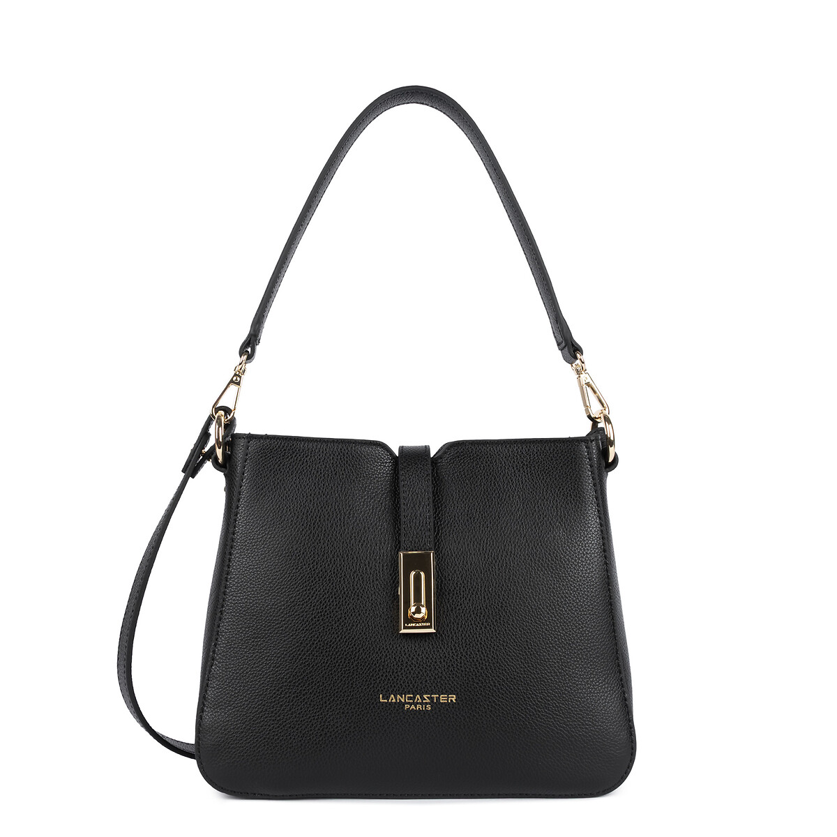 Milano Horizon Leather Handbag with Shoulder and Crossbody Straps black, LANCASTER