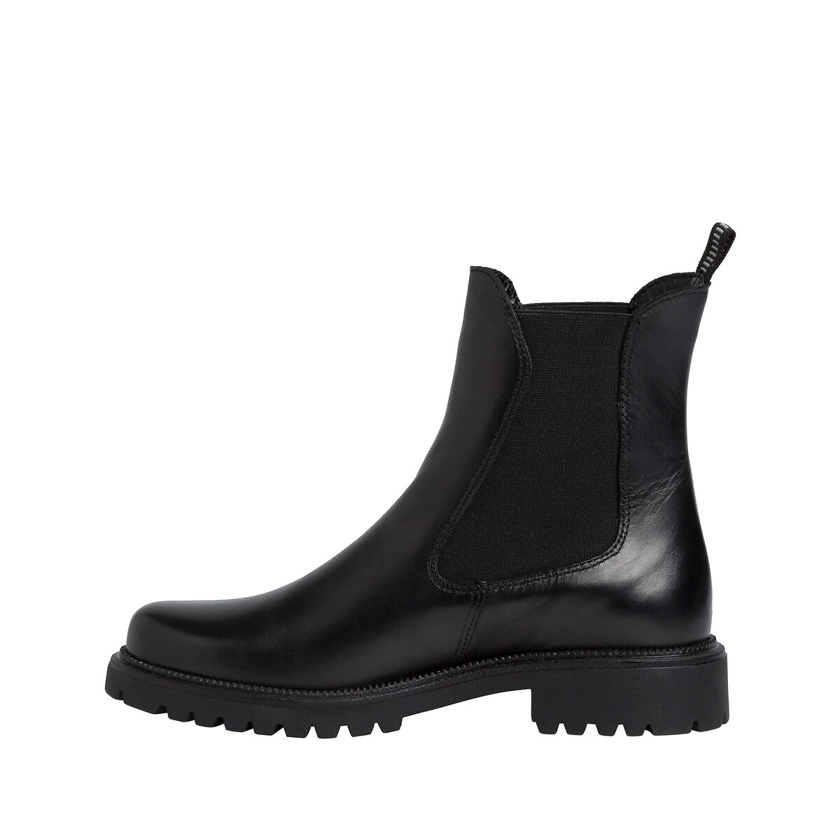 Boots chelsea en cuir noir, TAMARIS