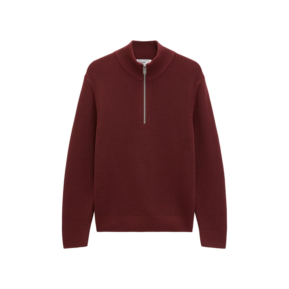 Pull à col roulé en maille, coupe classique en coton bio tout doux rouge, MARC O’POLO DENIM