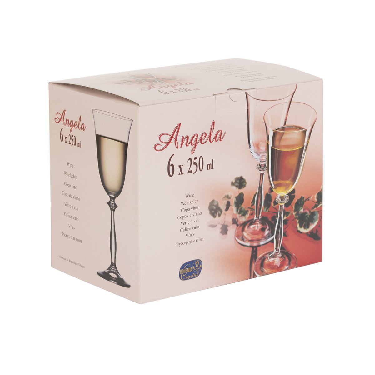 Boîte de 6 verres à pied Angela filet or 25 cl transparent / cristal, TABLE PASSION