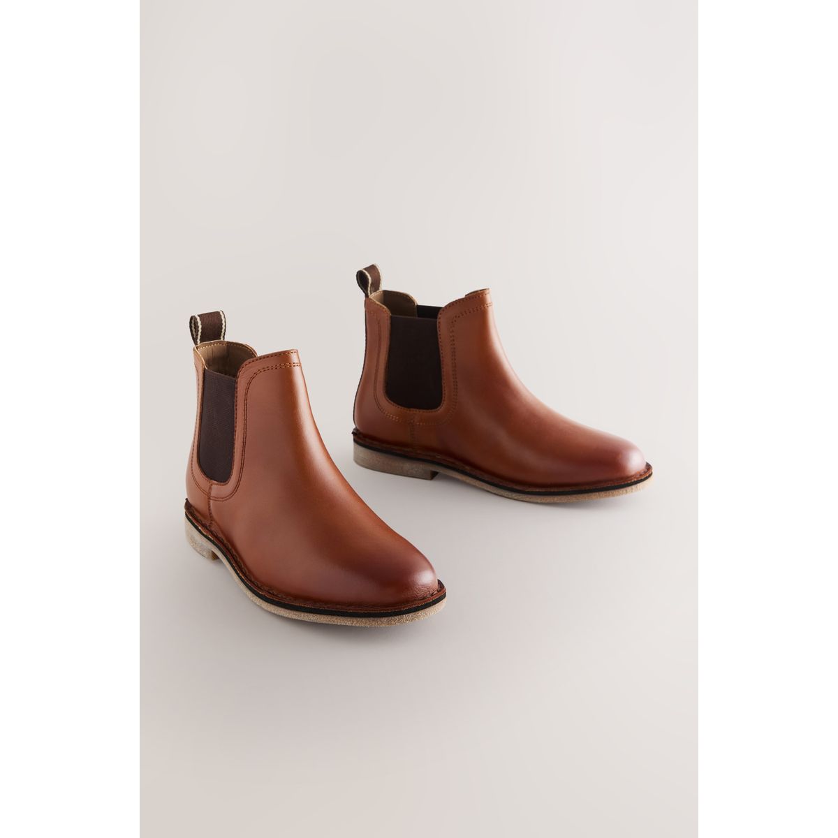 Bottes chelsea en cuir marron fauve, NEXT