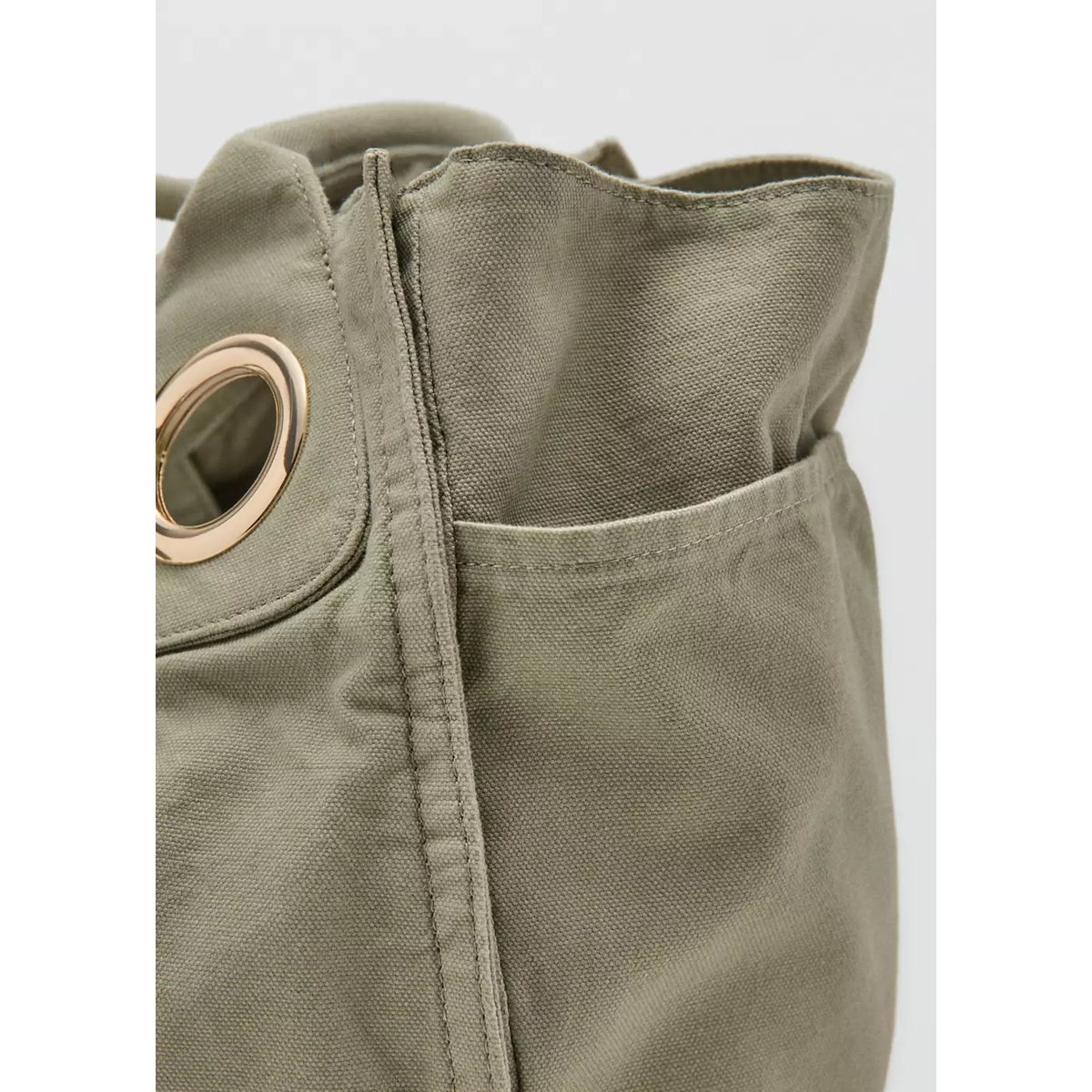 Sac en toile à œillets vert d´eau, MANGO