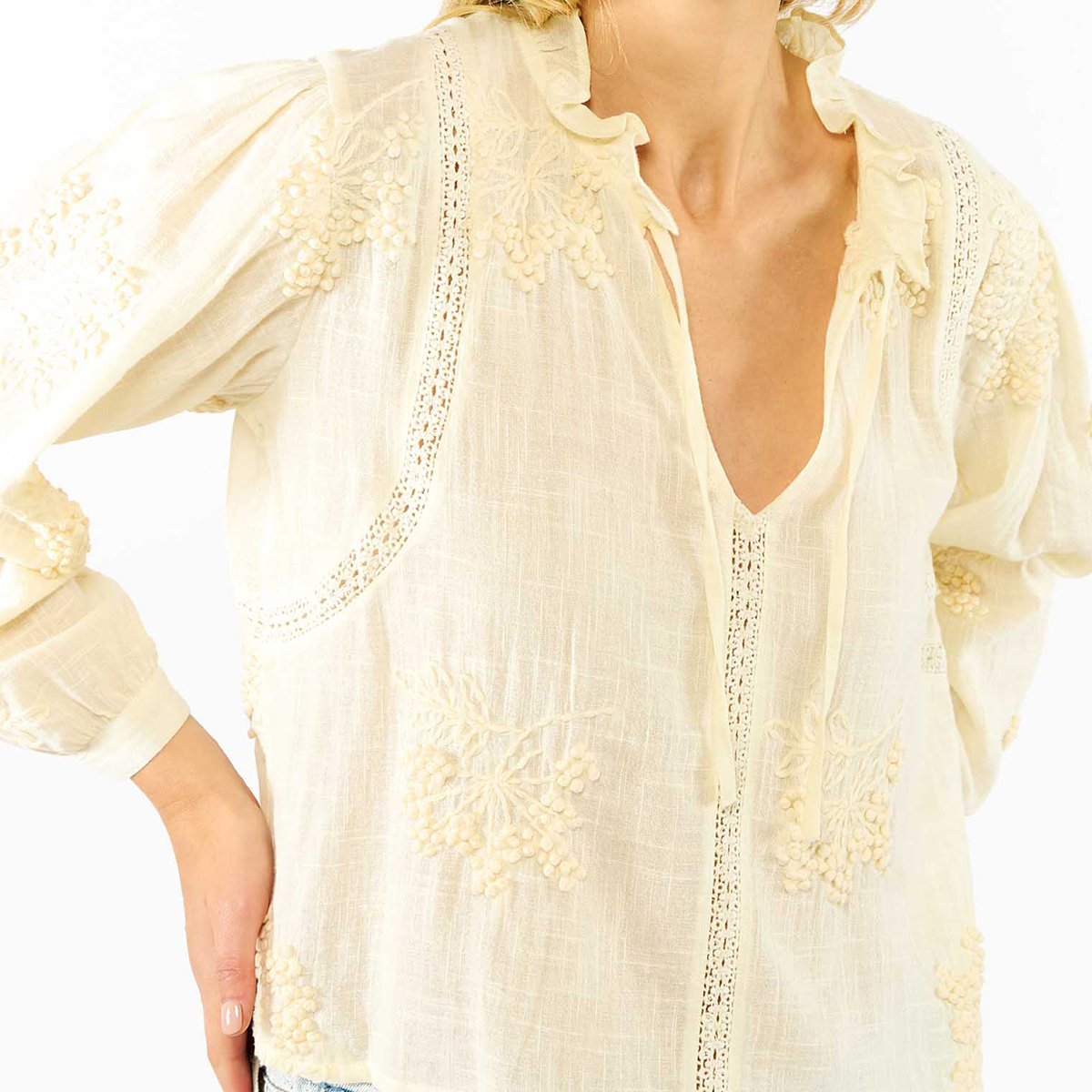 Blouse en coton brodé TERESA blanc, WILD