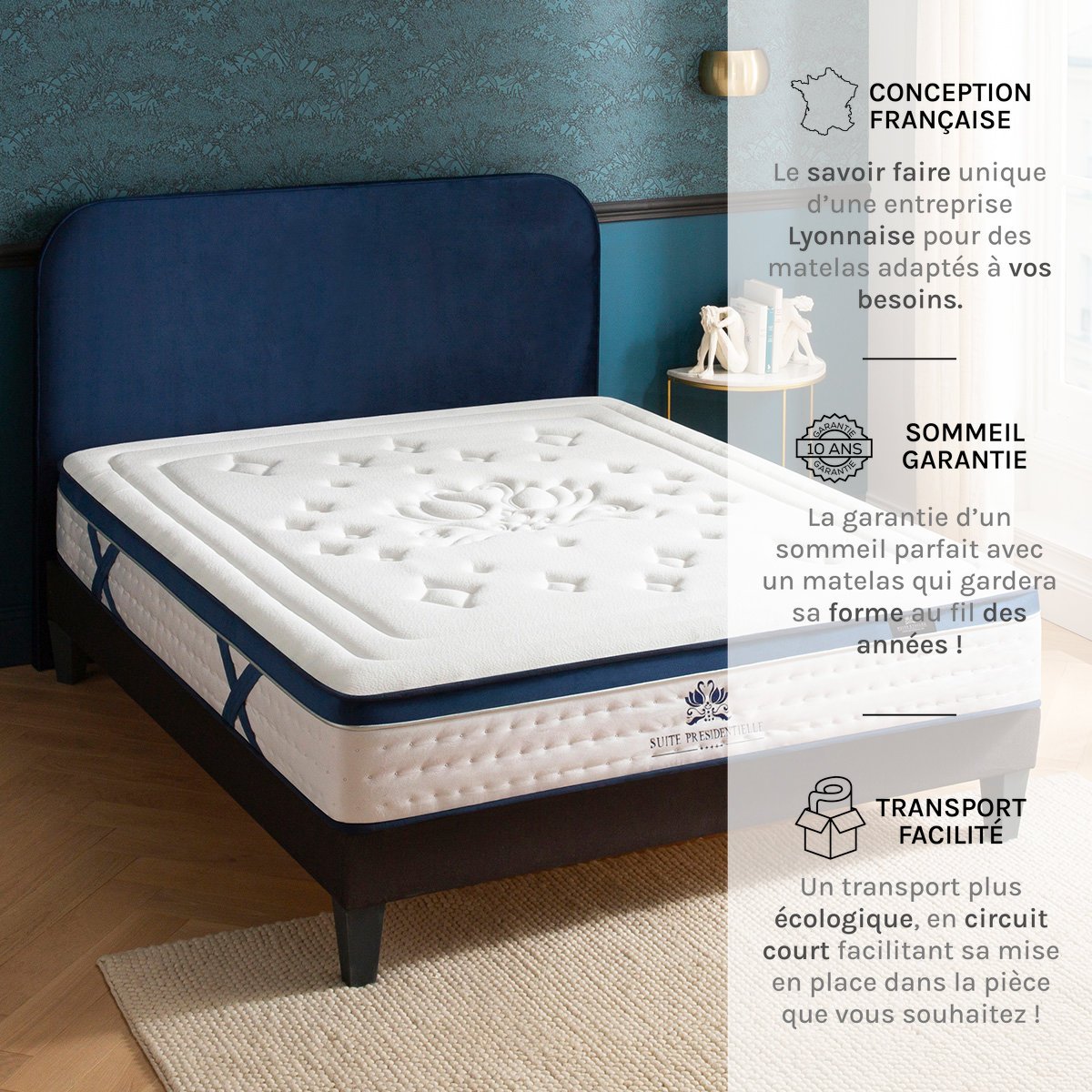 Matelas Mouse Suite Présidentielle 140x190 cm Accueil Mousse Supersoft blanc, BELLECOUR