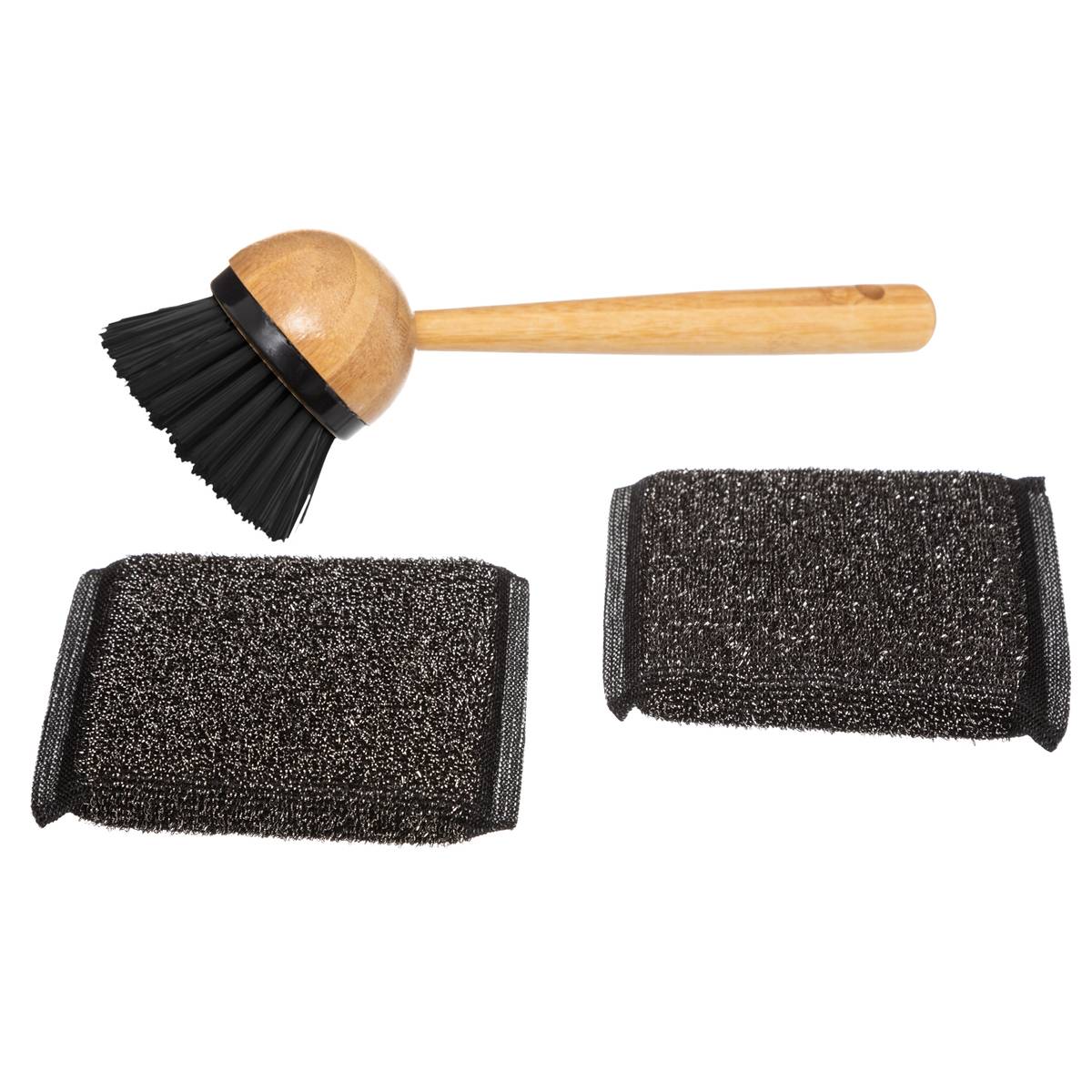 Distributeur de savon avec brosse et éponge BAMBOU beige, 5FIVE SIMPLY SMART