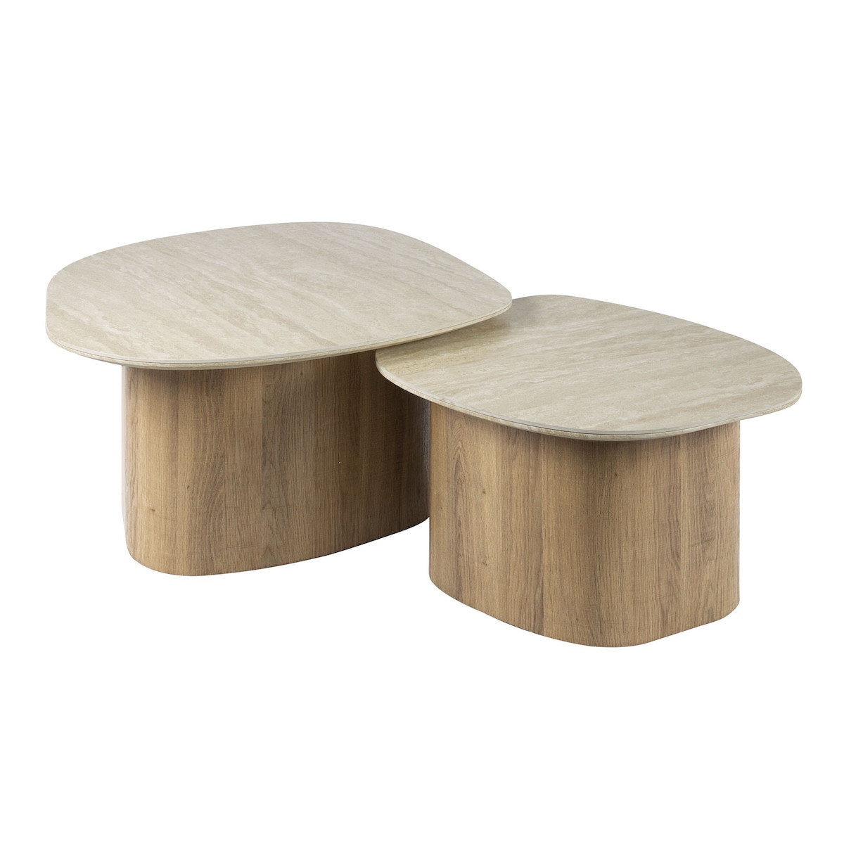 Tables basses gigognes en mdf et céramique - NAYA travertin, MATHI DESIGN