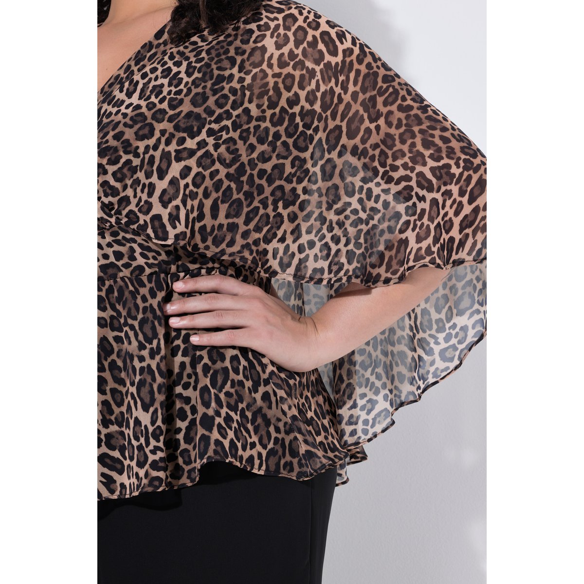 Blouse en mousseline motif léopard champagne clair, ULLA POPKEN