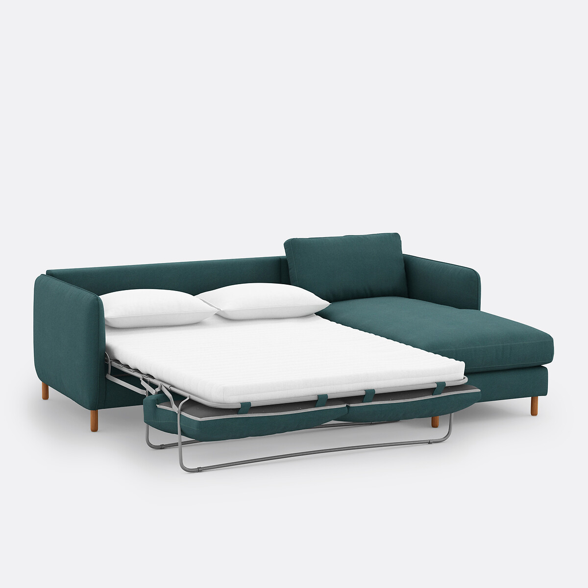 Canapé d'angle convertible, 4 places, en coton et polyester, LOMÉO vert eucalyptus, LA REDOUTE INTERIEURS