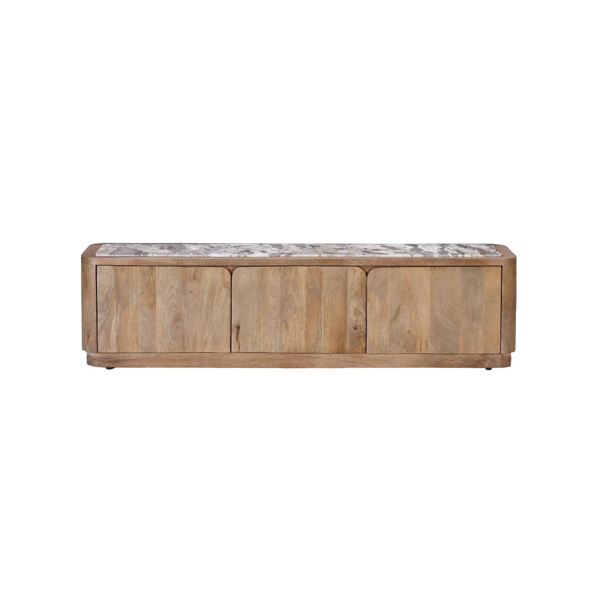 Meuble TV en manguier et marbre LUMEYA bois clair, MADE IN MEUBLES 