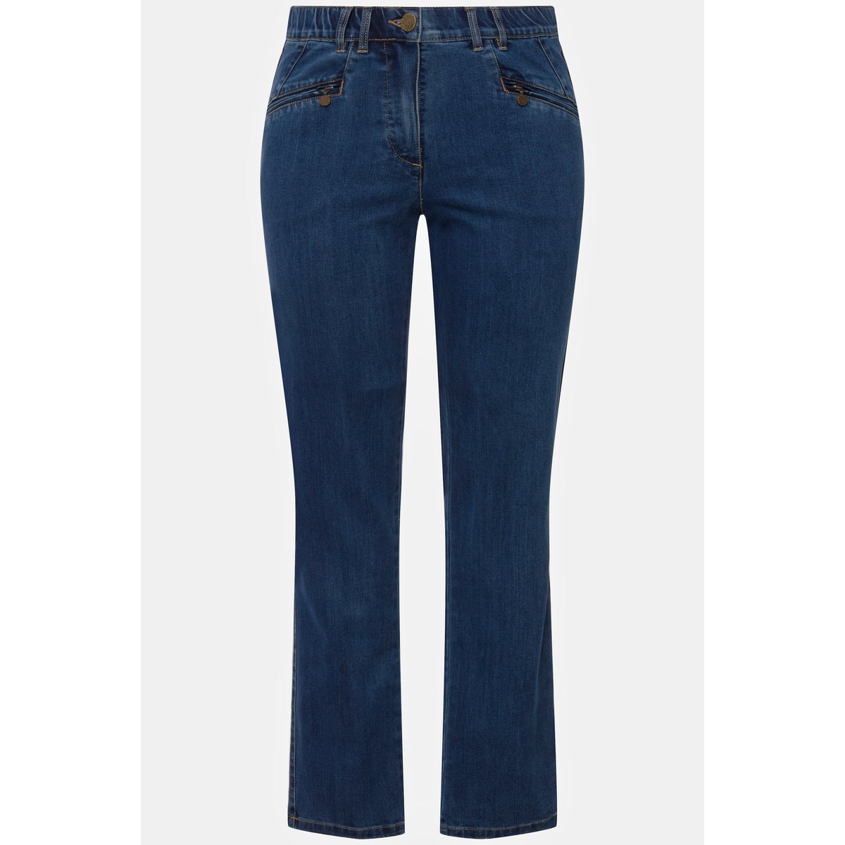 Jean Mony, jambe carotte et poches zippées bleu jean, ULLA POPKEN
