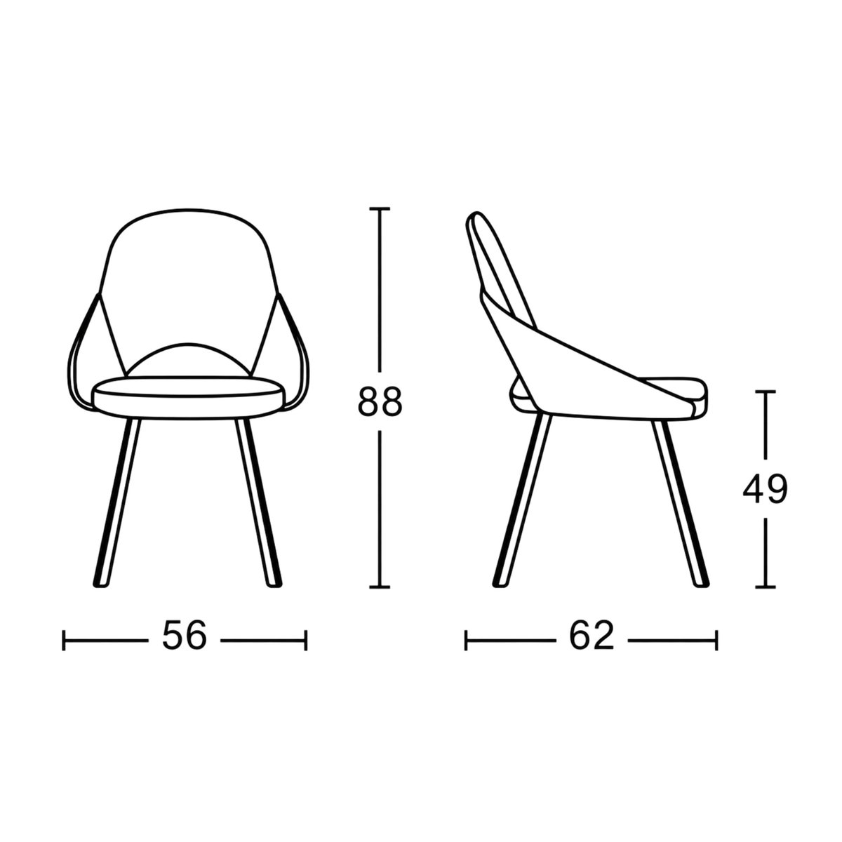 Chaise en tissu accoudoirs intégrés (lot de 2) AUREN marron, PIER IMPORT