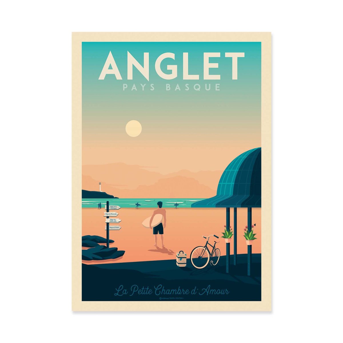 Affiche d'art - Anglet - Olahoop Travel Posters couleur unique, WALL EDITIONS