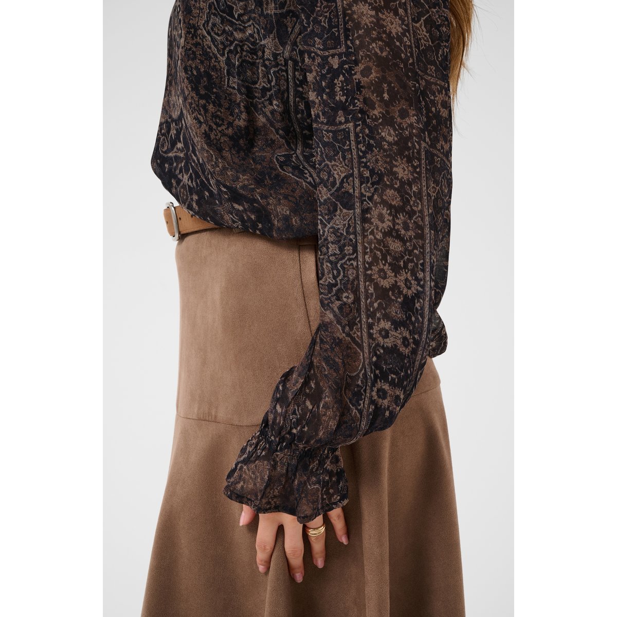 Blouse à manches longues noir dark oriental, CREAM