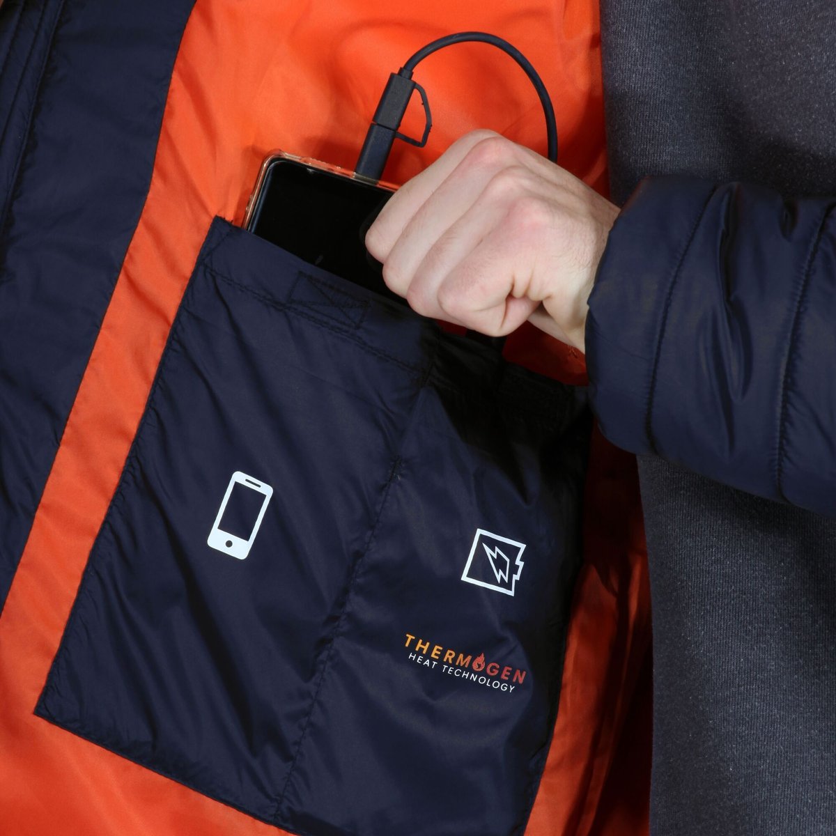 Veste imperméable THERMOGEN bleu marine / orange vif, REGATTA