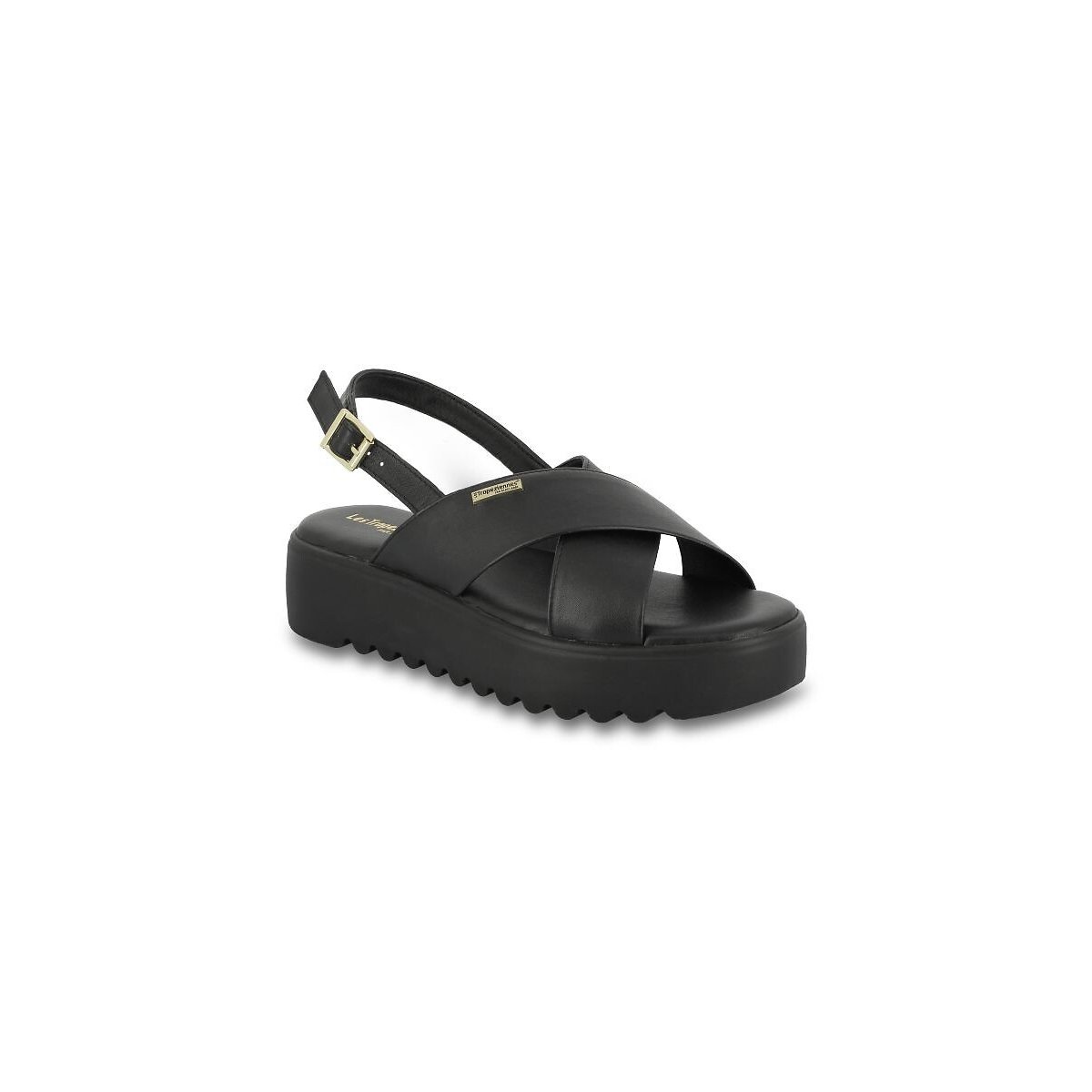Sandali in pelle con plateau Dorine nero , LES TROPEZIENNES PAR M.BELARBI