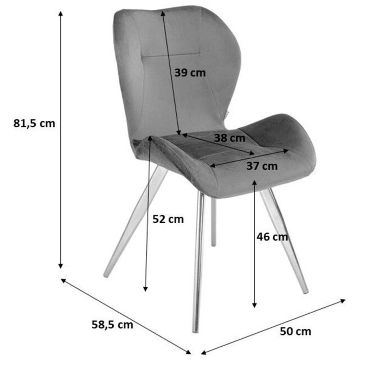 Chaise Viva velours marron et noir crème, KARE DESIGN