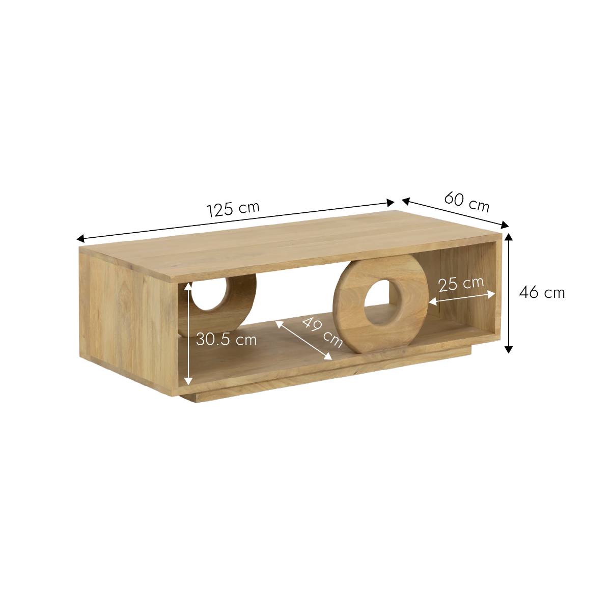 Table basse en bois de manguier ALWEN bois clair, MADE IN MEUBLES