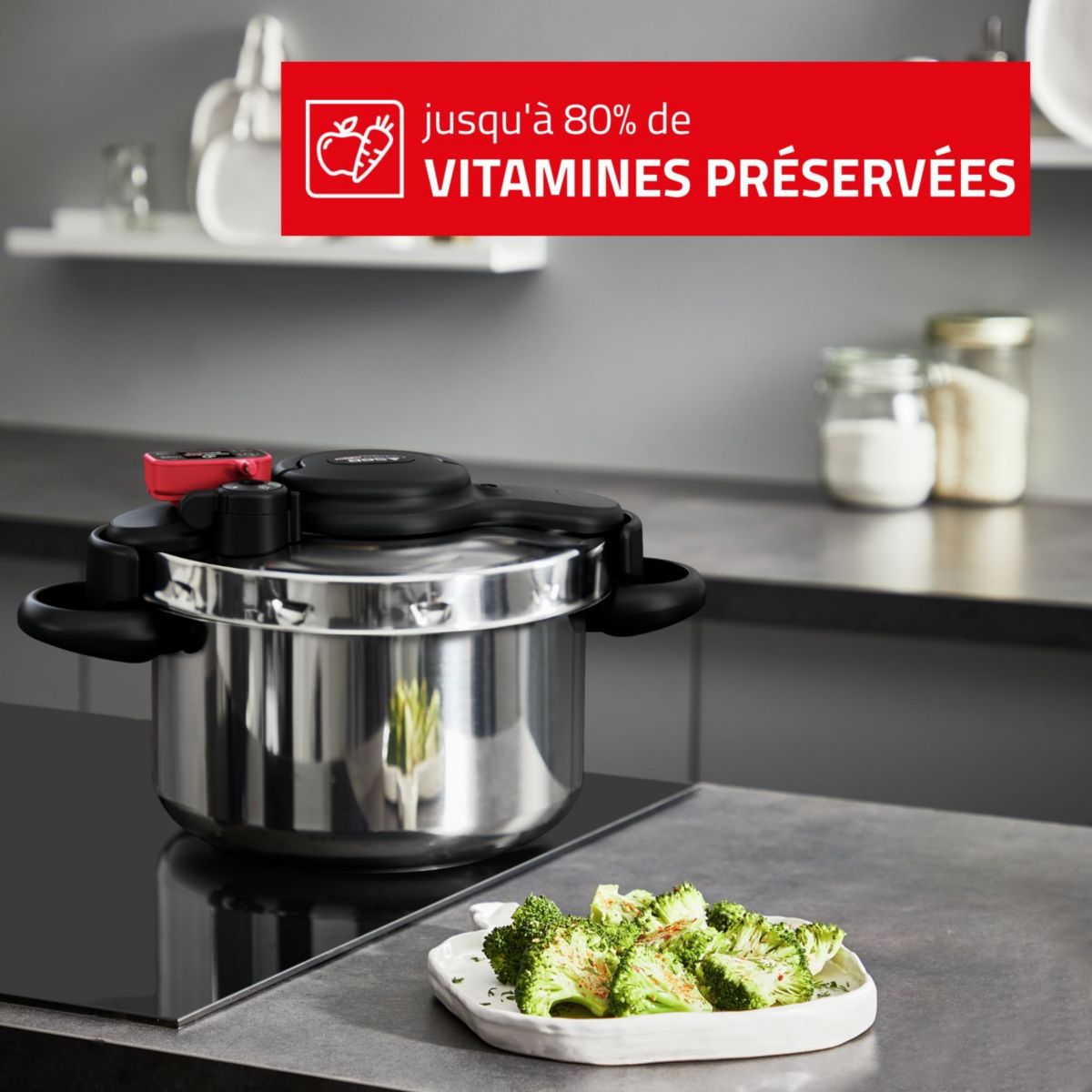 Autocuiseur Clipso Minut Now+ 7.5L P4904850 gris, SEB