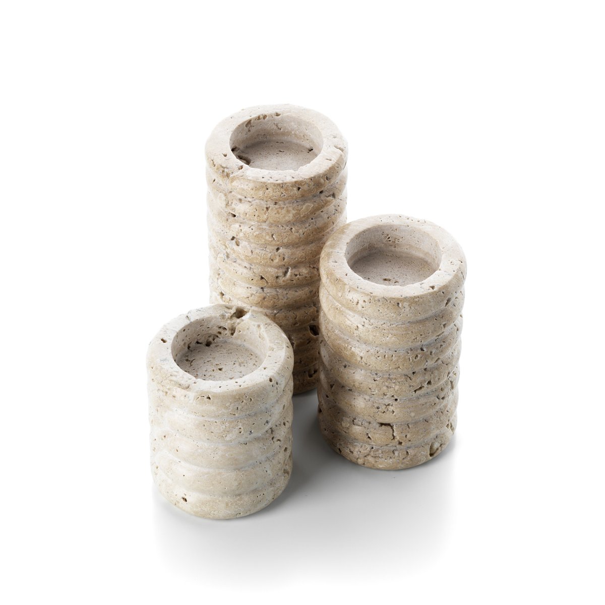 Bougeoir en travertin TRAVERTINE RIPPLE beige, BAZAR BIZAR