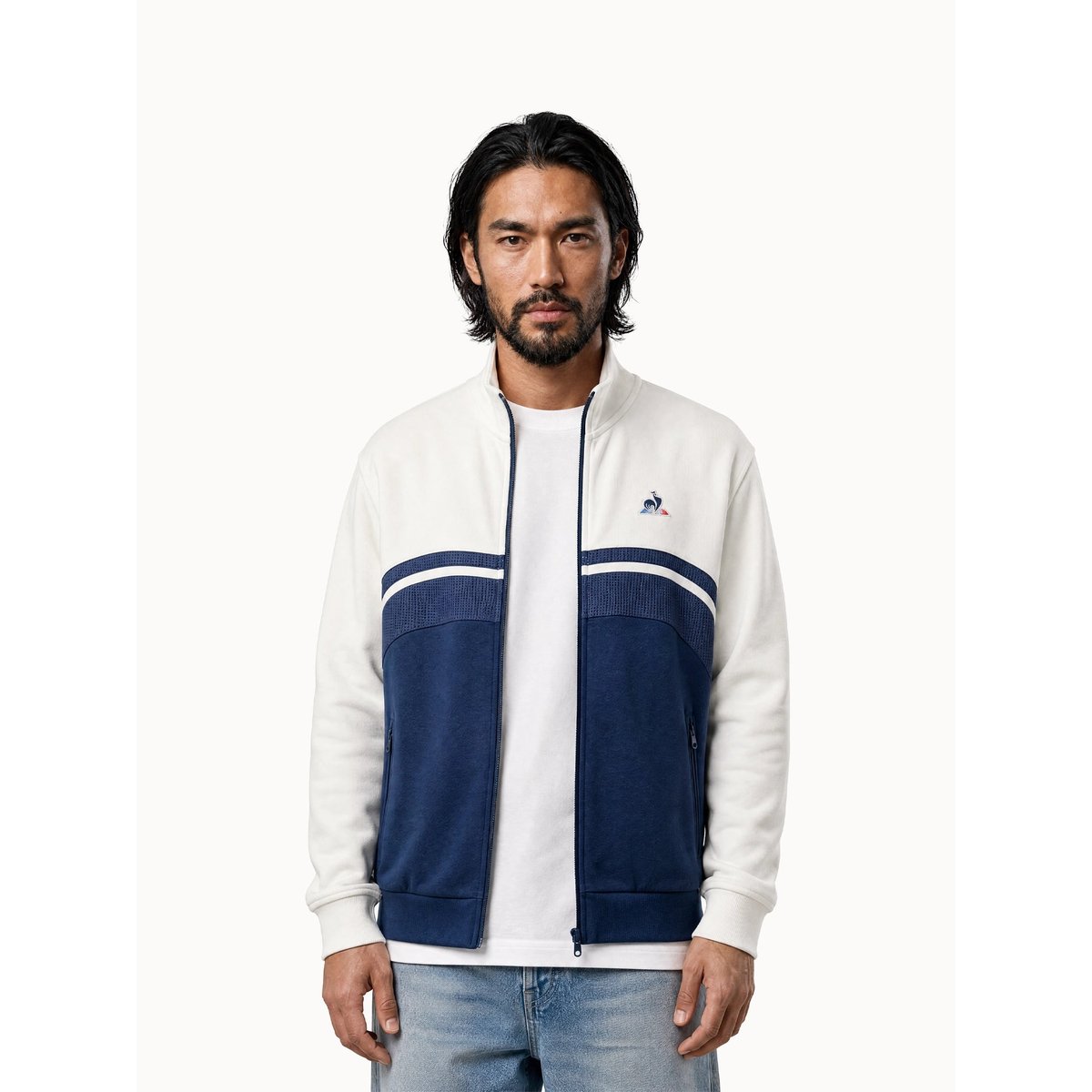 Sweat zippé Contemporain beige, LE COQ SPORTIF