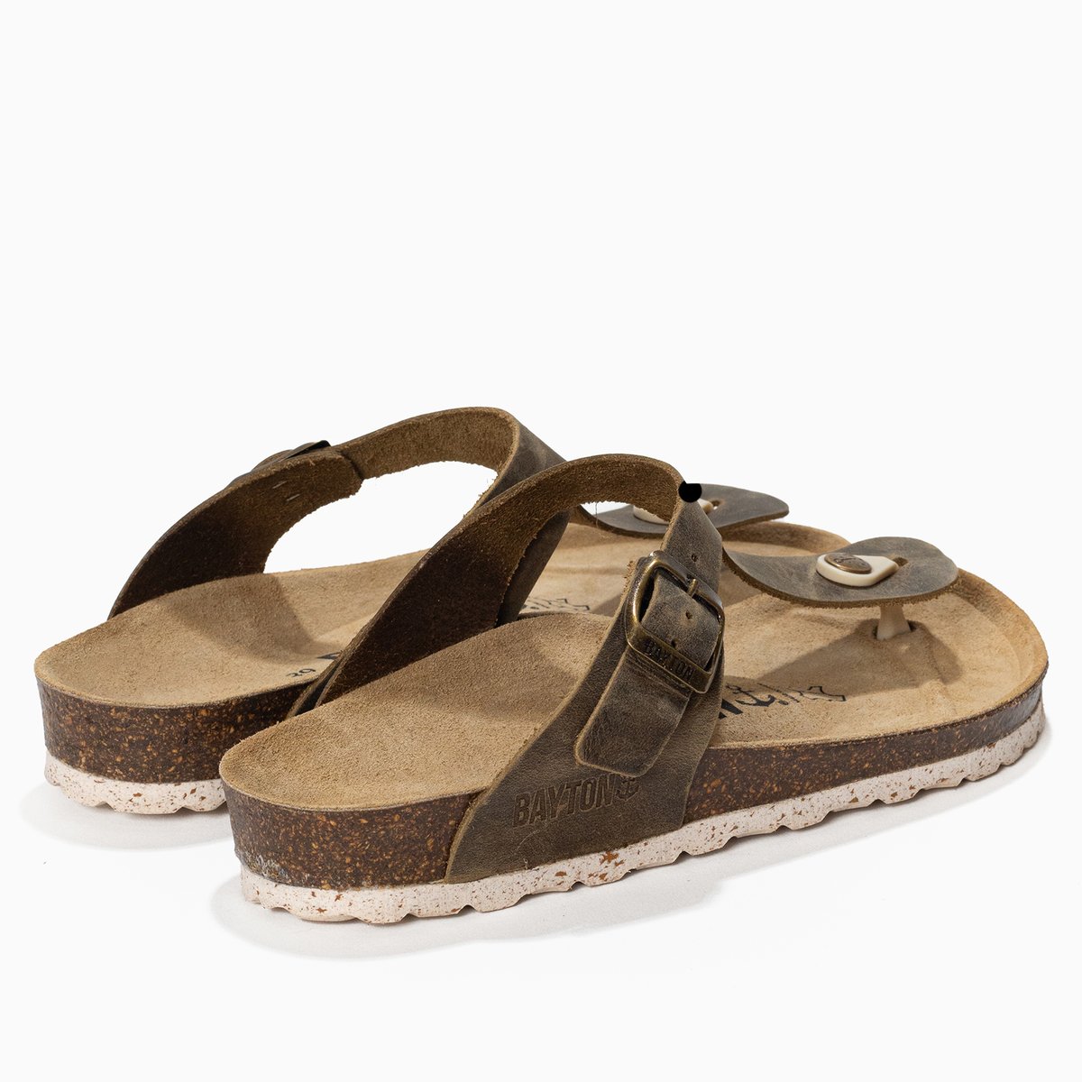 Tongs en cuir MERCURE marron, BAYTON
