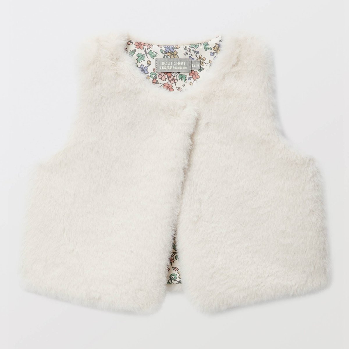 Gilet sans manches uni en imitation fourrure naturel, BOUT'CHOU