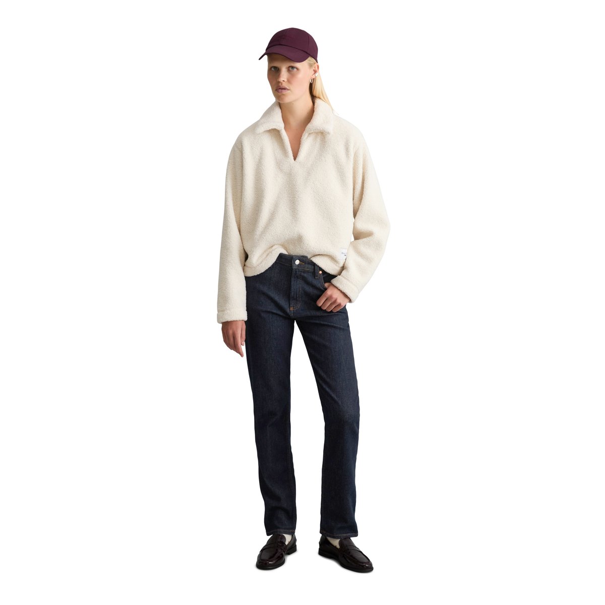 Sweat-shirt en peluche oversize en polyester recyclé blanc, MARC O’POLO DENIM