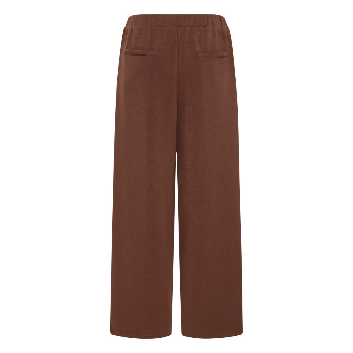 Pantalon coupe droite, jambes larges, taille élastiquée marron chocory coffee, ICHI