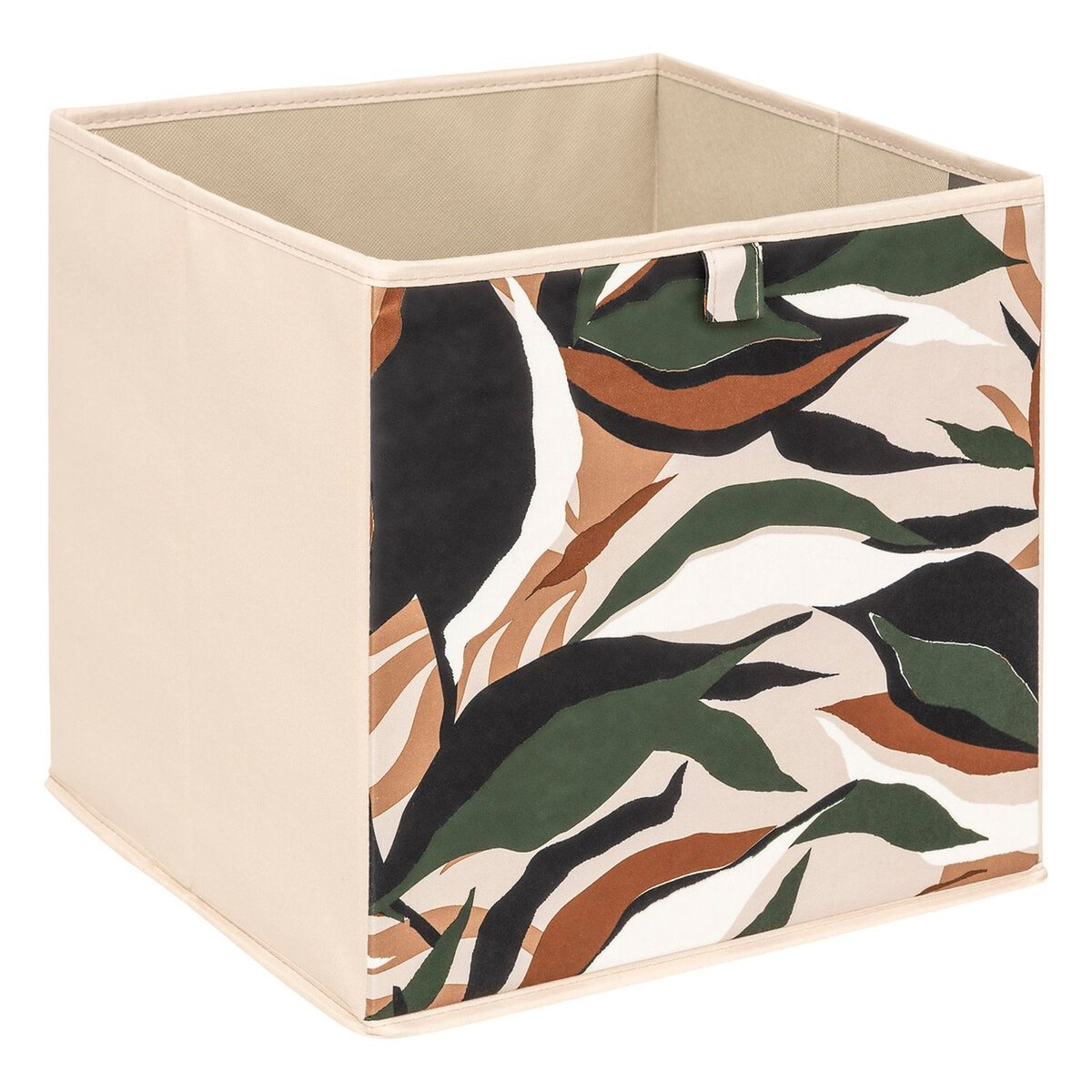 Lot de 2 boites de rangement cubes à motif nature MIX'N MODUL beige, TOILINUX