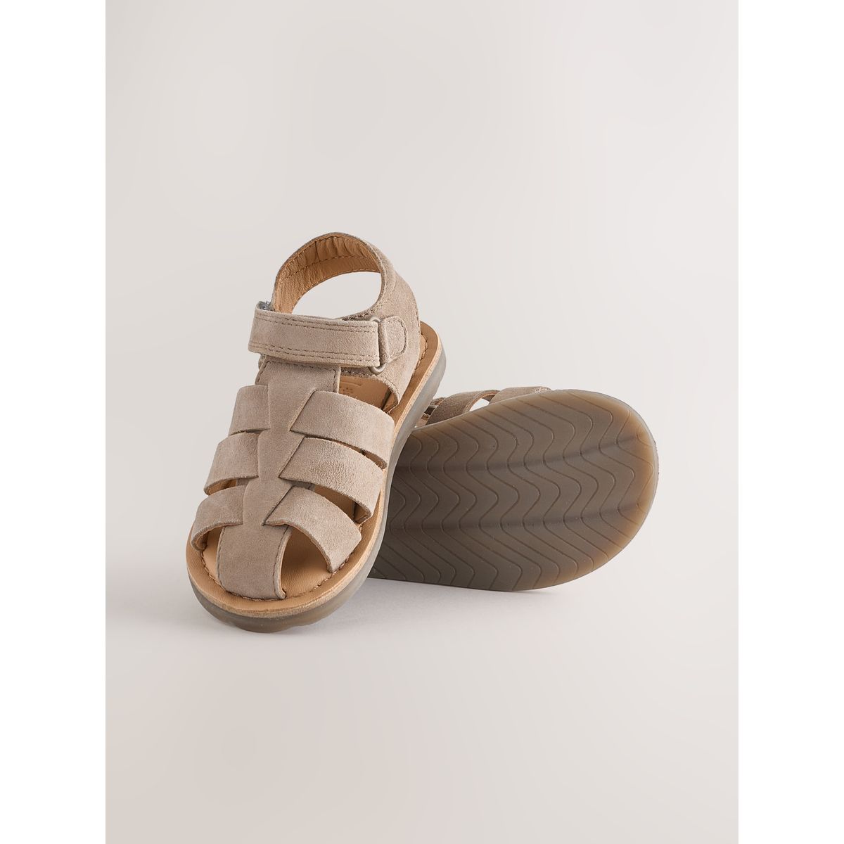 Sandales en cuir style pêcheur naturel, NEXT