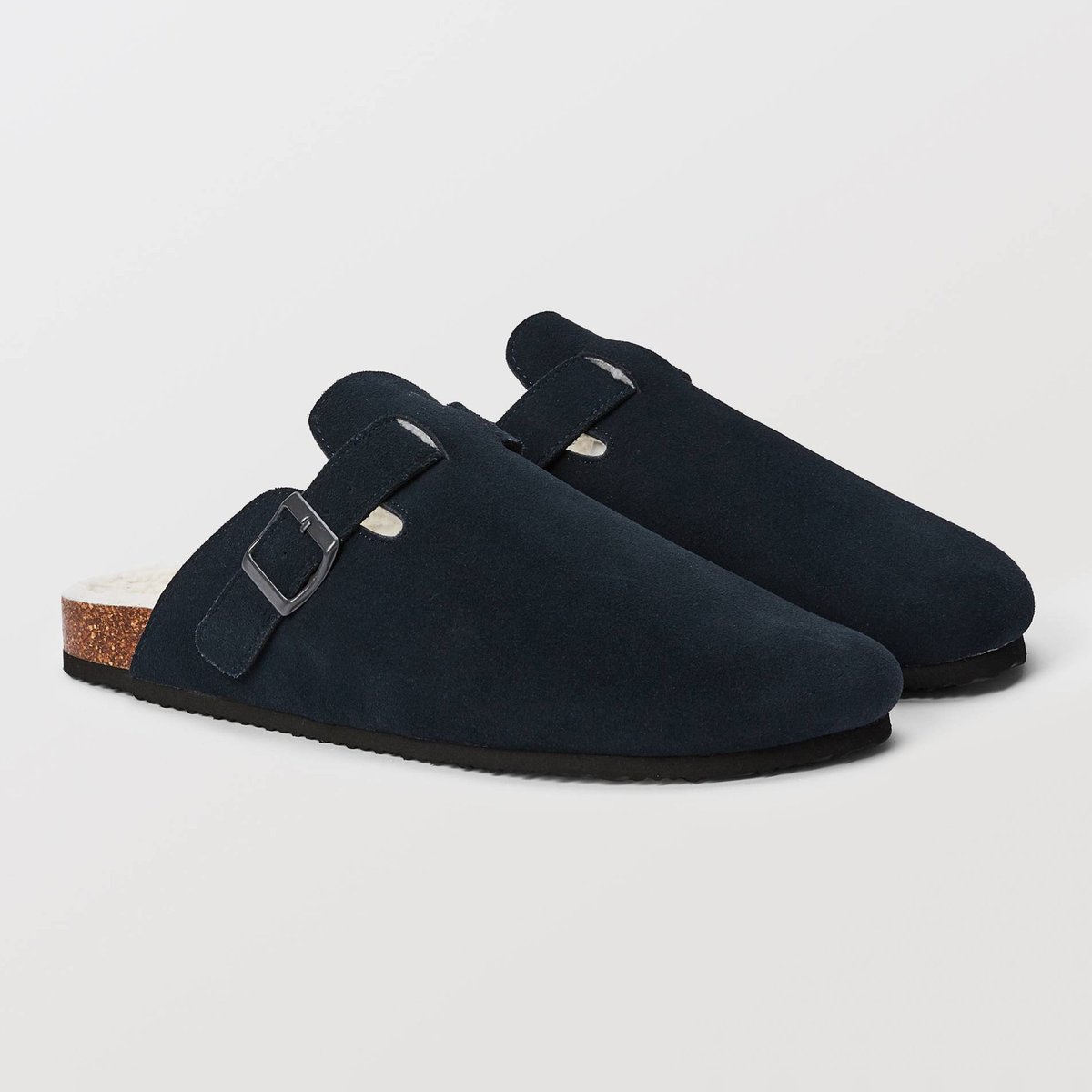 Sabot en cuir fourrés marine, MONOPRIX