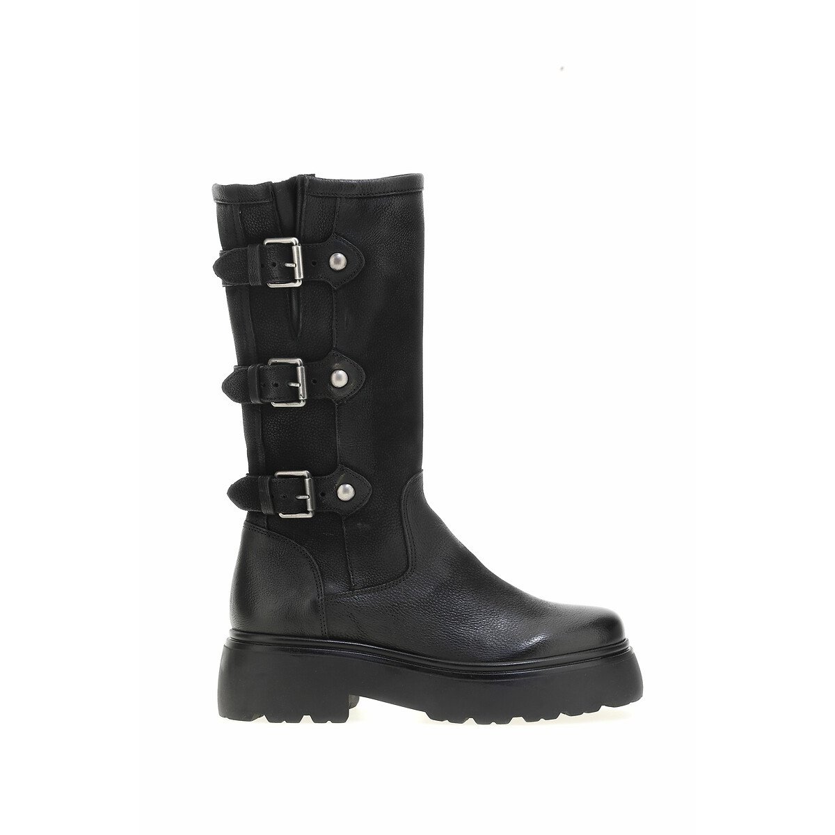 Bottes motardes en cuir noir, MJUS