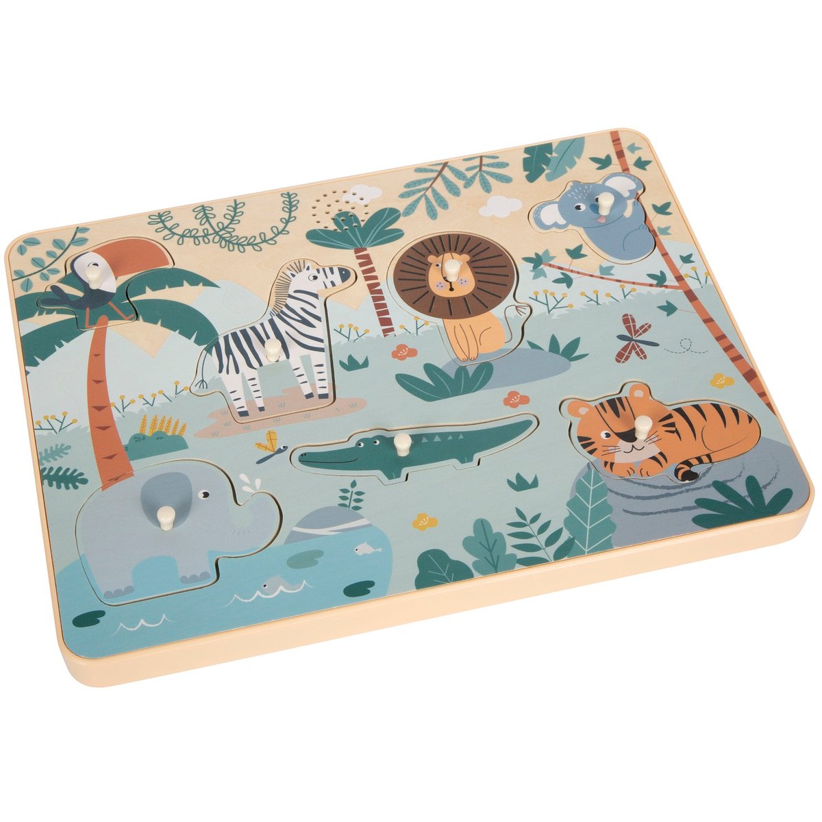 Puzzle sonore Safari bleu, SMALL FOOT COMPANY