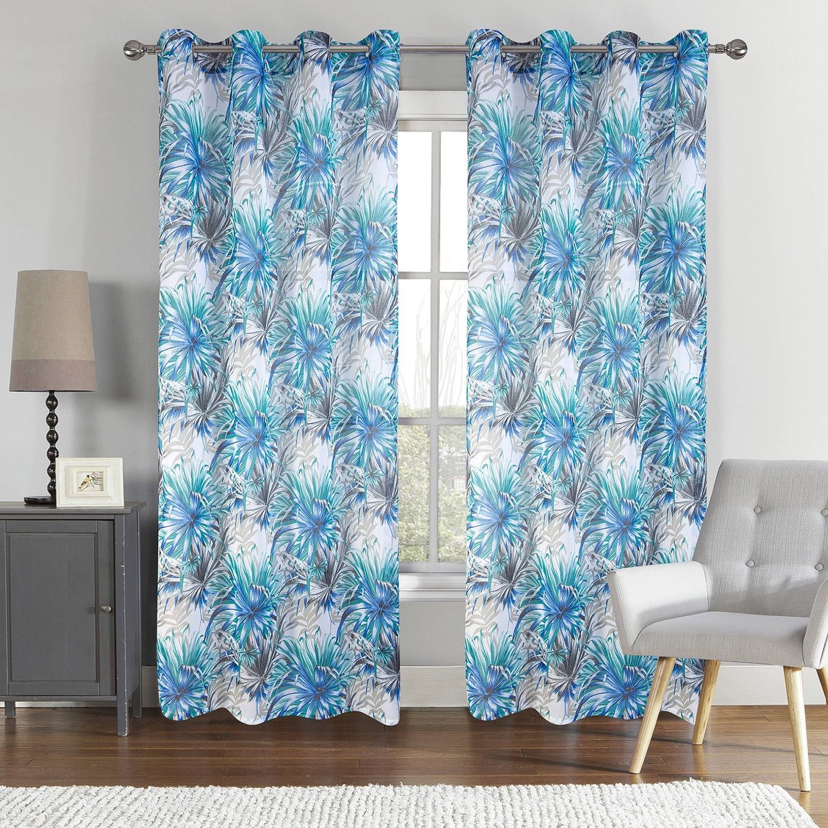 Paire de voilage au style tropical blanc, HOME MAISON