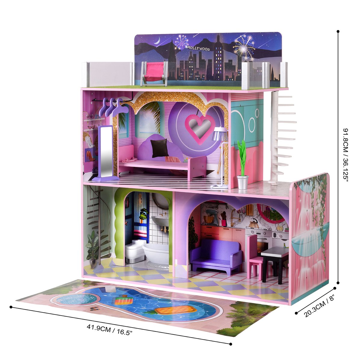 Maison Poupée Enfant Bois Sunset DREAMLAND multicolore, TEAMSON KIDS