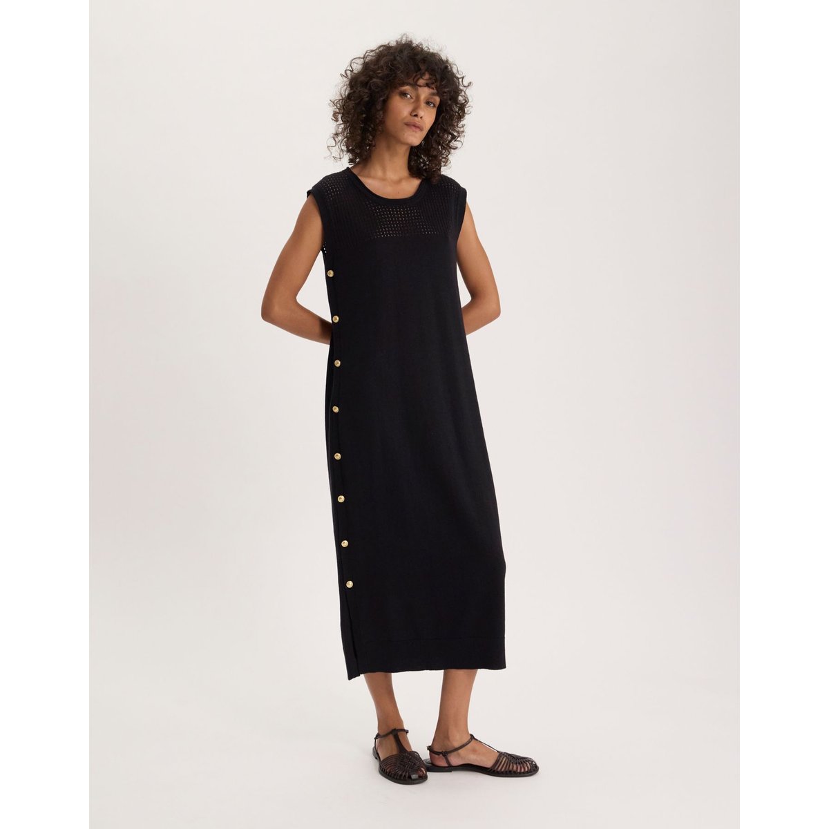 Robe de jour Iris en lin mélangé noir, INES DE LA FRESSANGE PARIS
