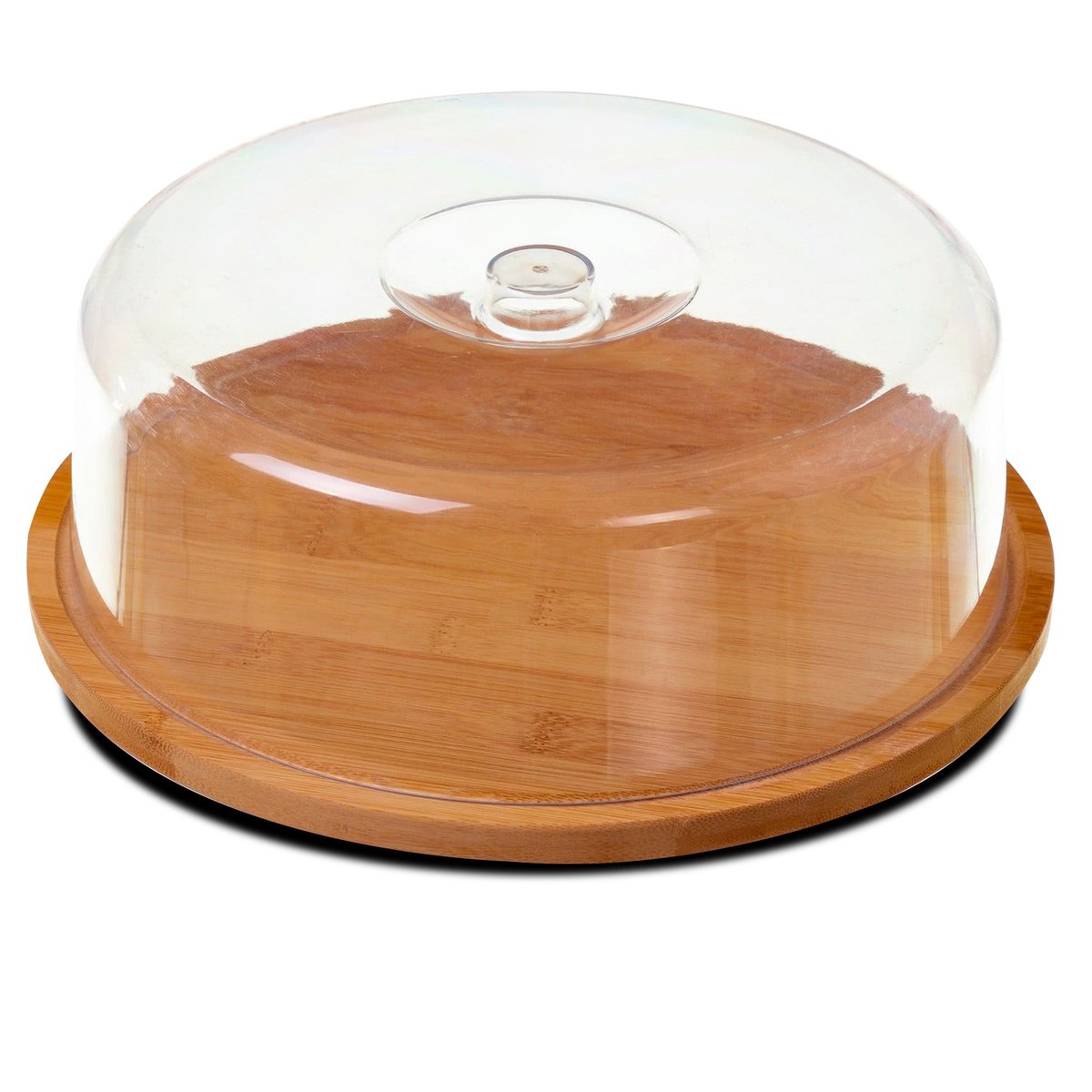 Plateau fromage rond bambou et cloche acrylique 28x28x10cm bois, WADIGA