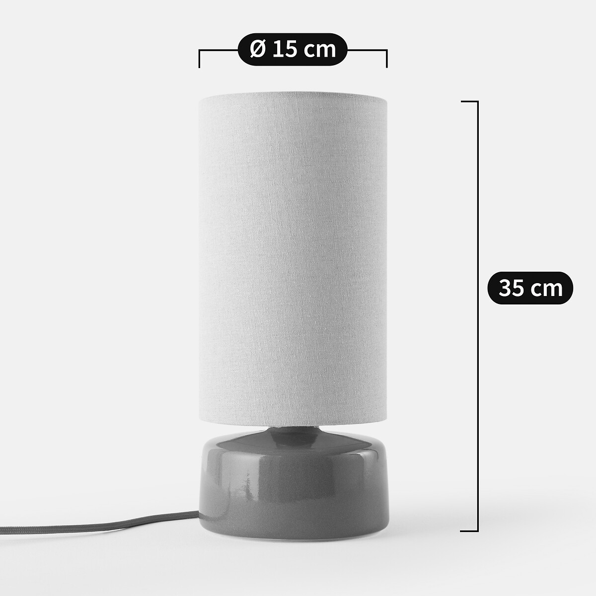 Lampe à poser, en céramique et lin, hauteur 35 cm, AMAGA vert, LA REDOUTE INTERIEURS