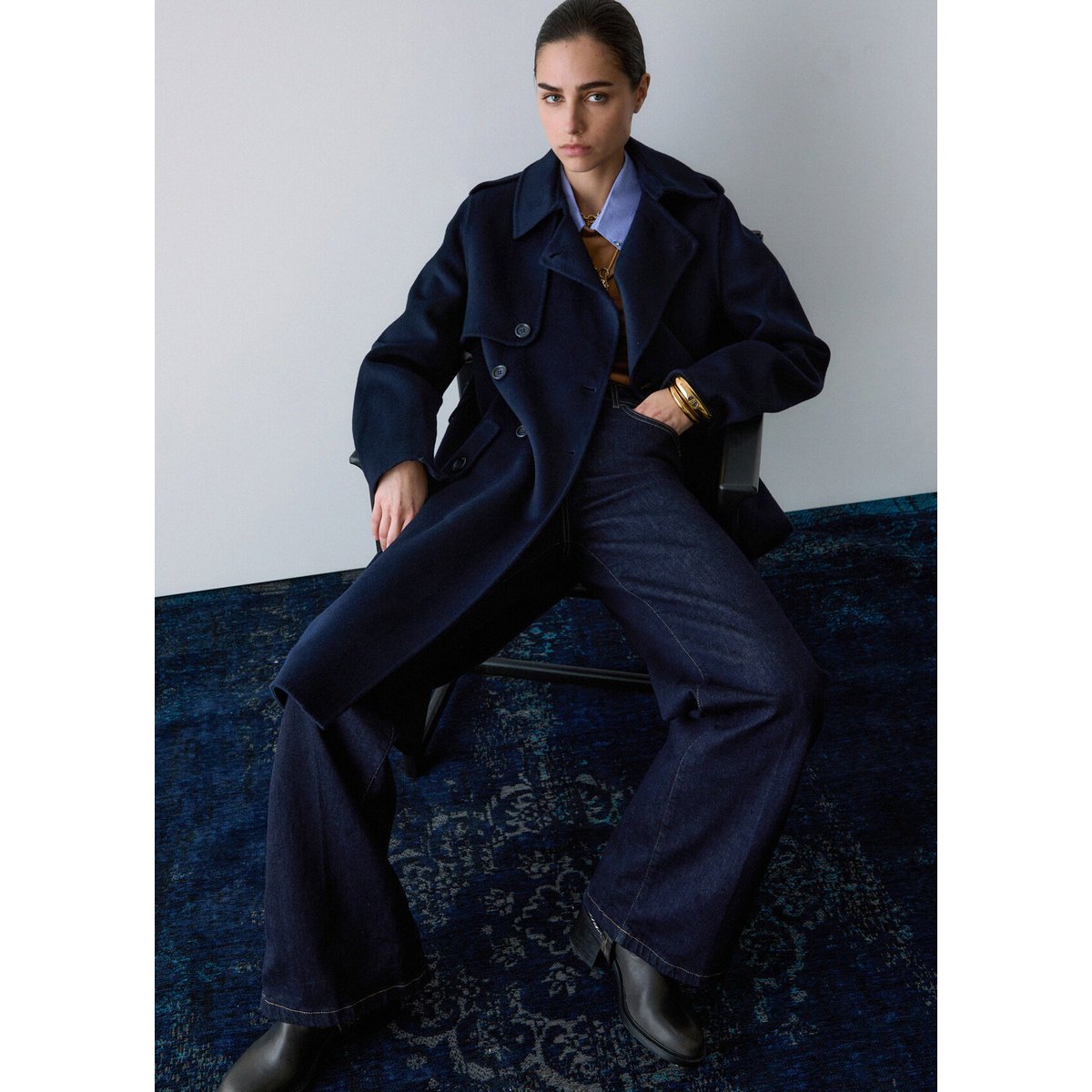 Manteau long en laine bleu foncé, LIU JO